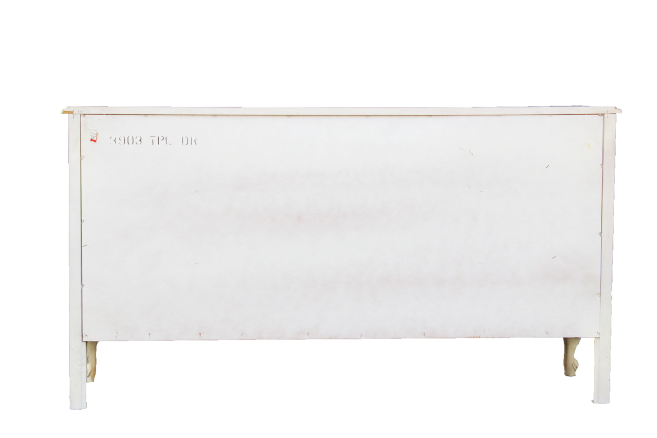 Vintage Cream and Gold Wooden Chest of Drawers and Mirror