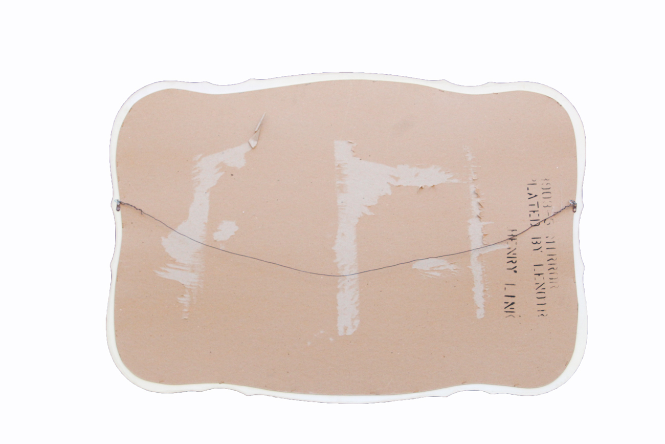 Vintage Cream and Gold Wooden Chest of Drawers and Mirror