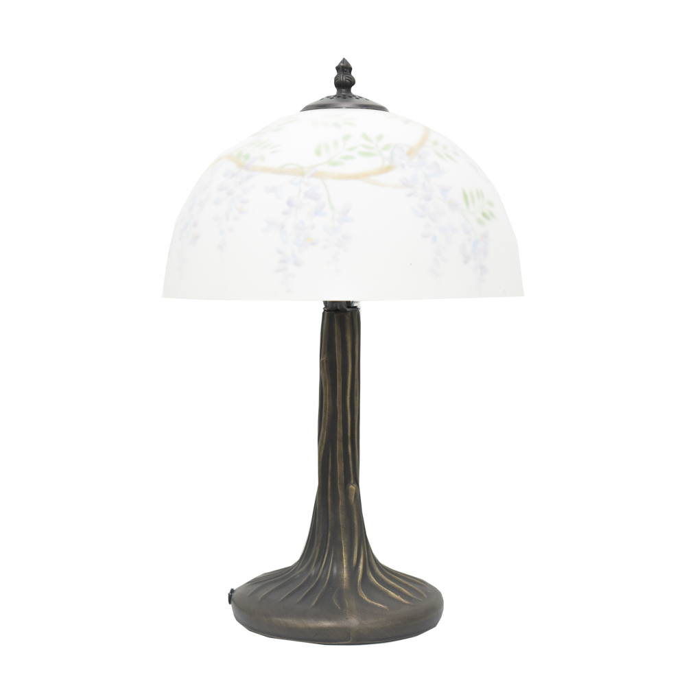 Art Nouveau Style Lamp with Hand-Painted Glass Shade