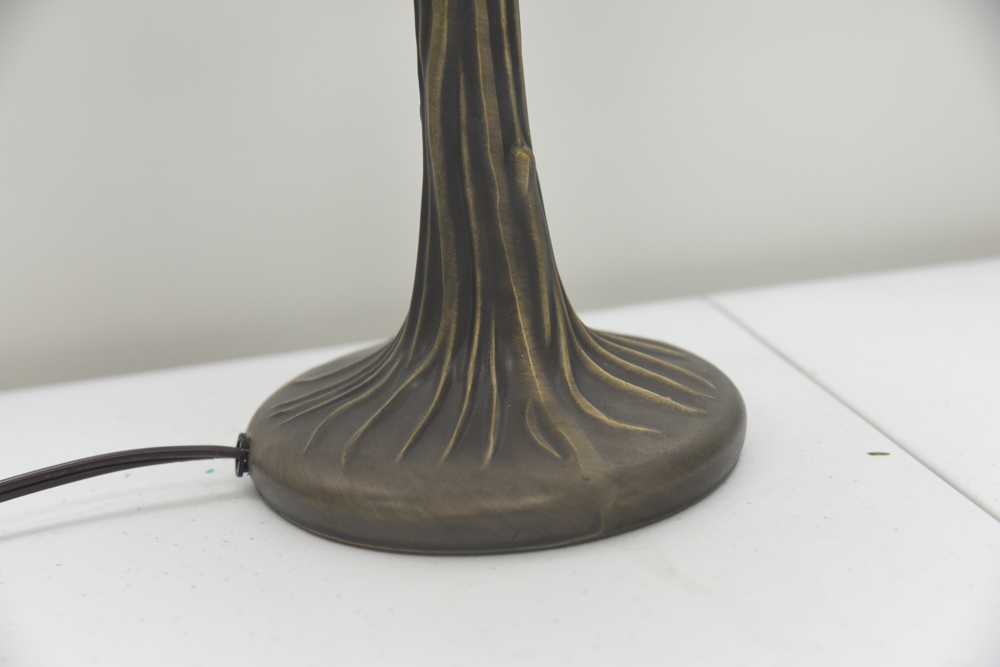 Art Nouveau Style Lamp with Hand-Painted Glass Shade