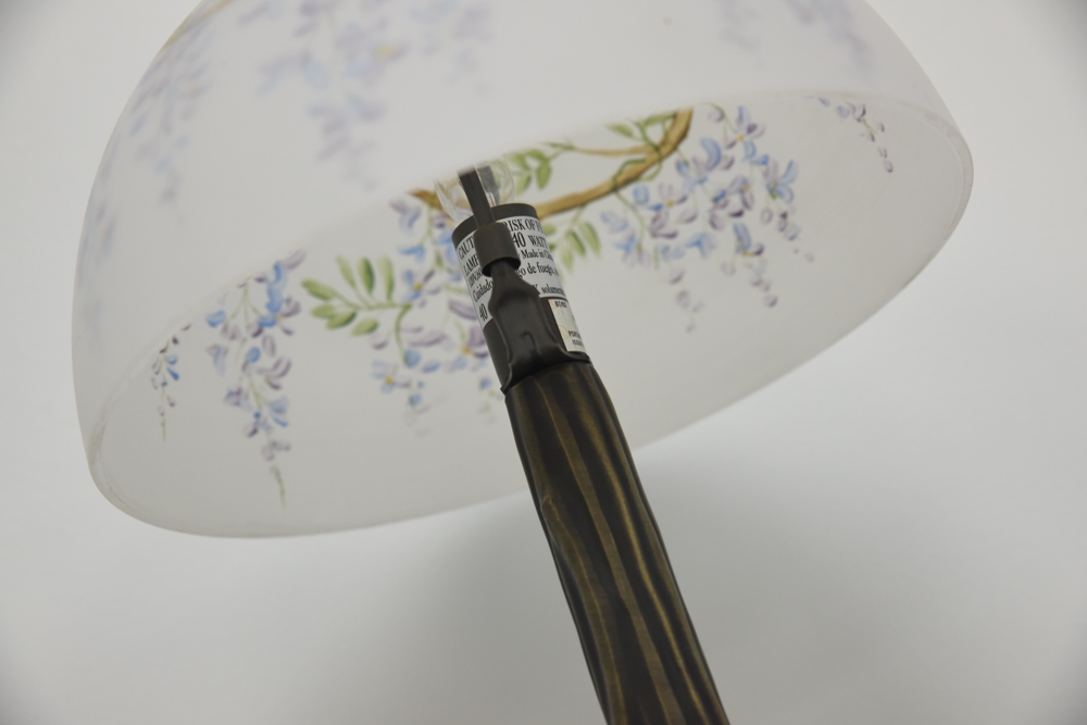 Art Nouveau Style Lamp with Hand-Painted Glass Shade