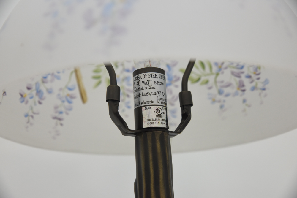 Art Nouveau Style Lamp with Hand-Painted Glass Shade