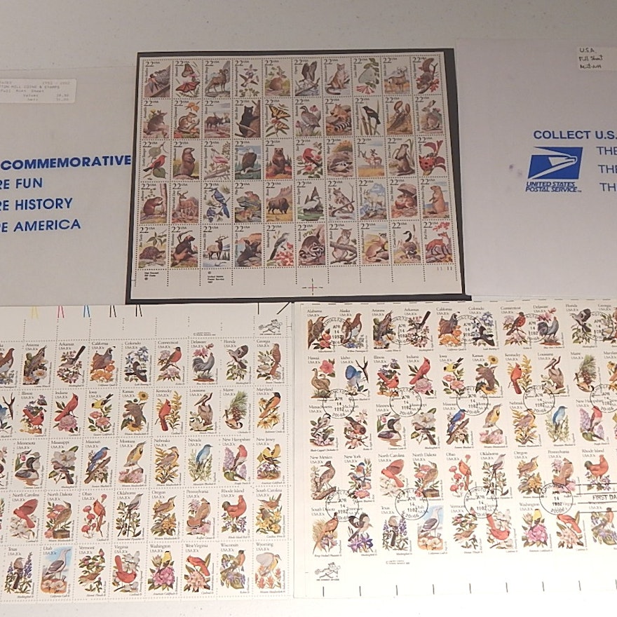 Stamp Collection with First Issue Birds