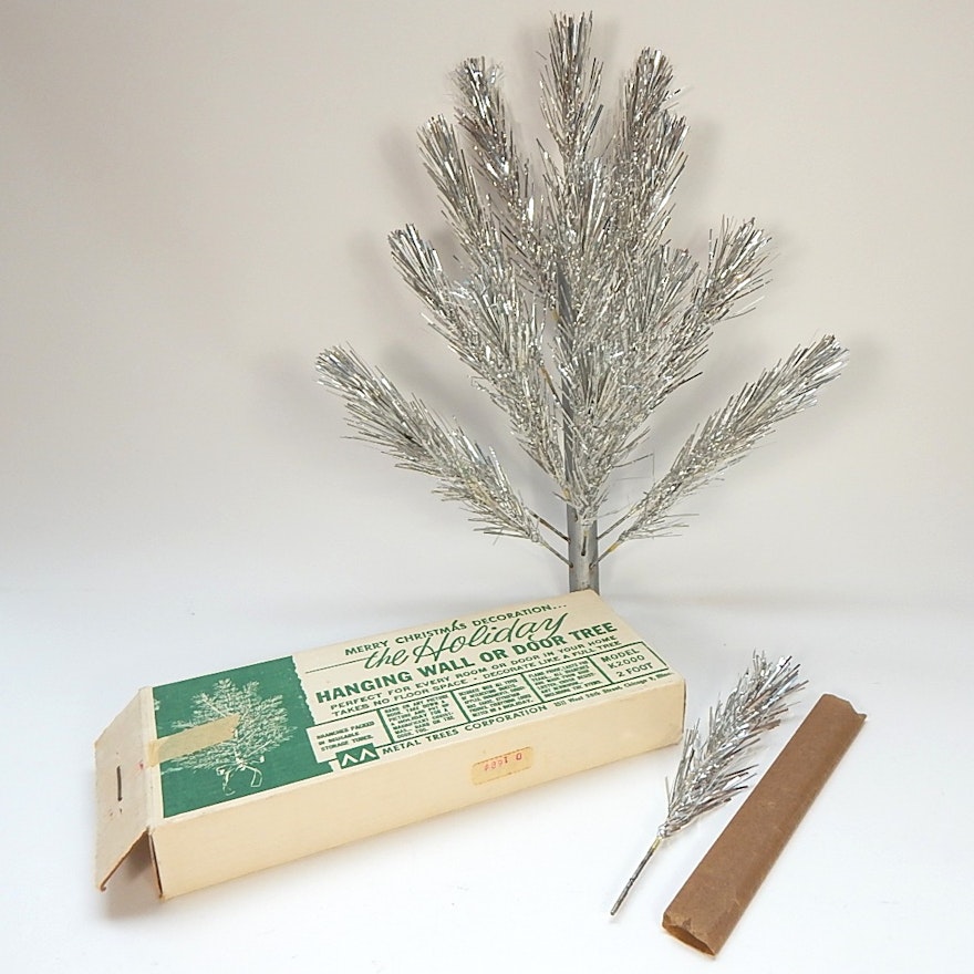 1950s 2' Wall Hanging Aluminum Christmas Tree