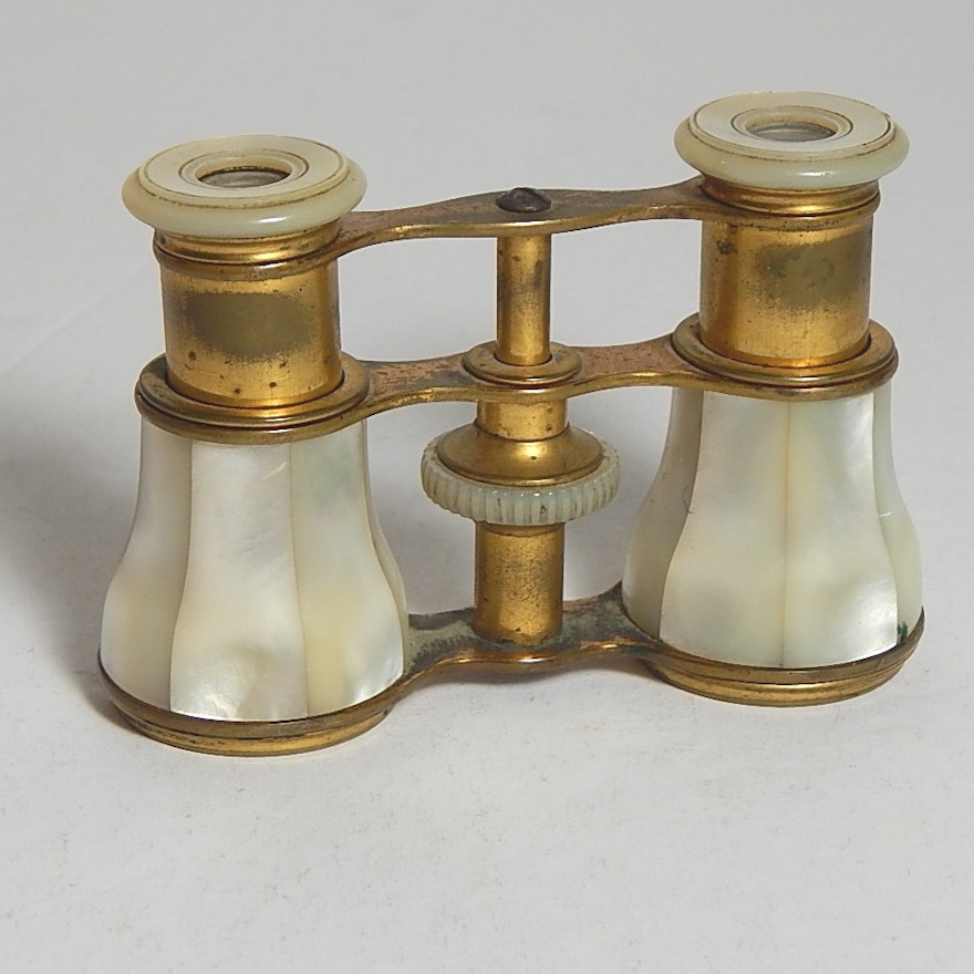 Antique Brass and Mother of Pearl Binoculars