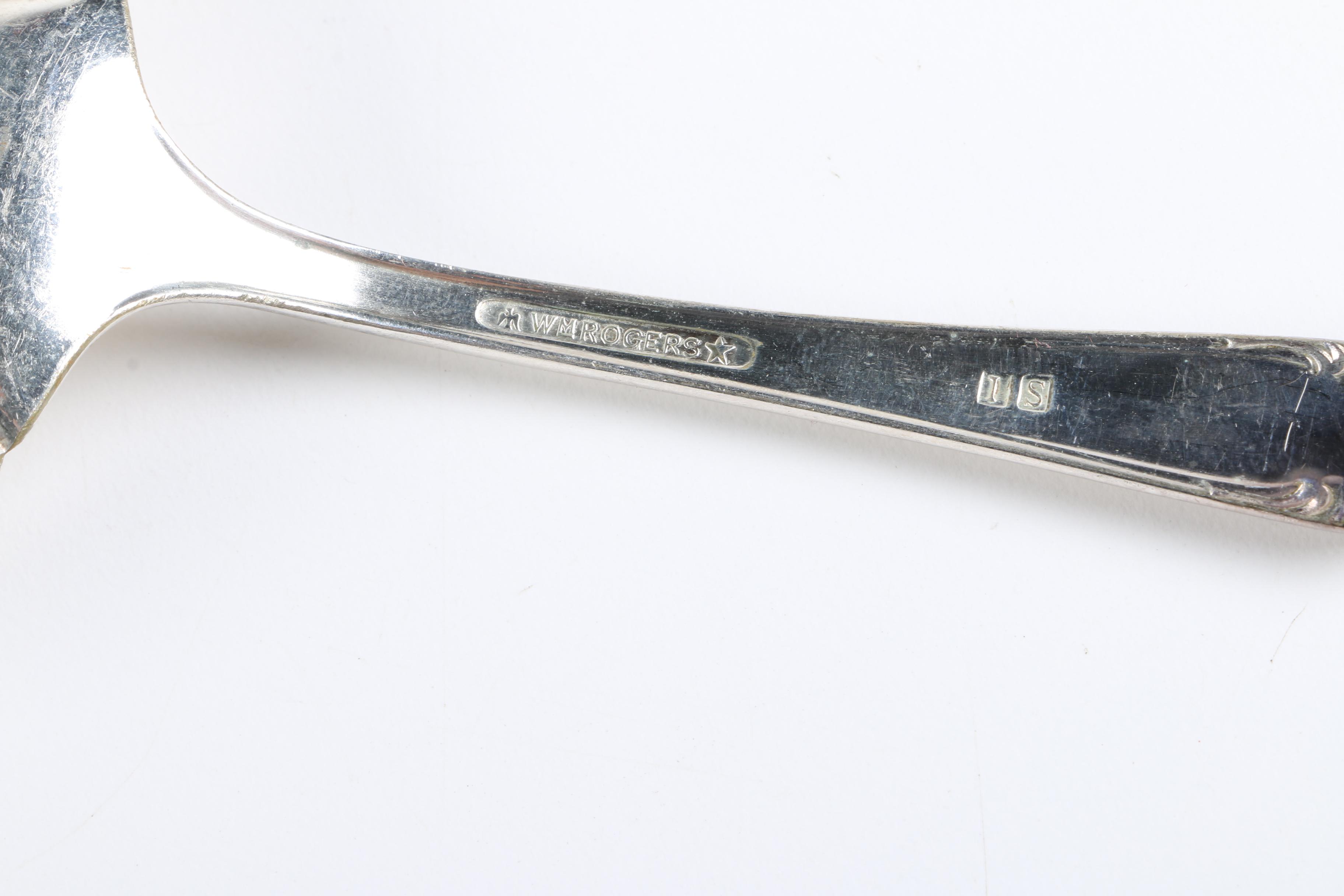 Wm Rogers "Precious Mirror" Silver Plate Serving Spoon and Assorted Flatware