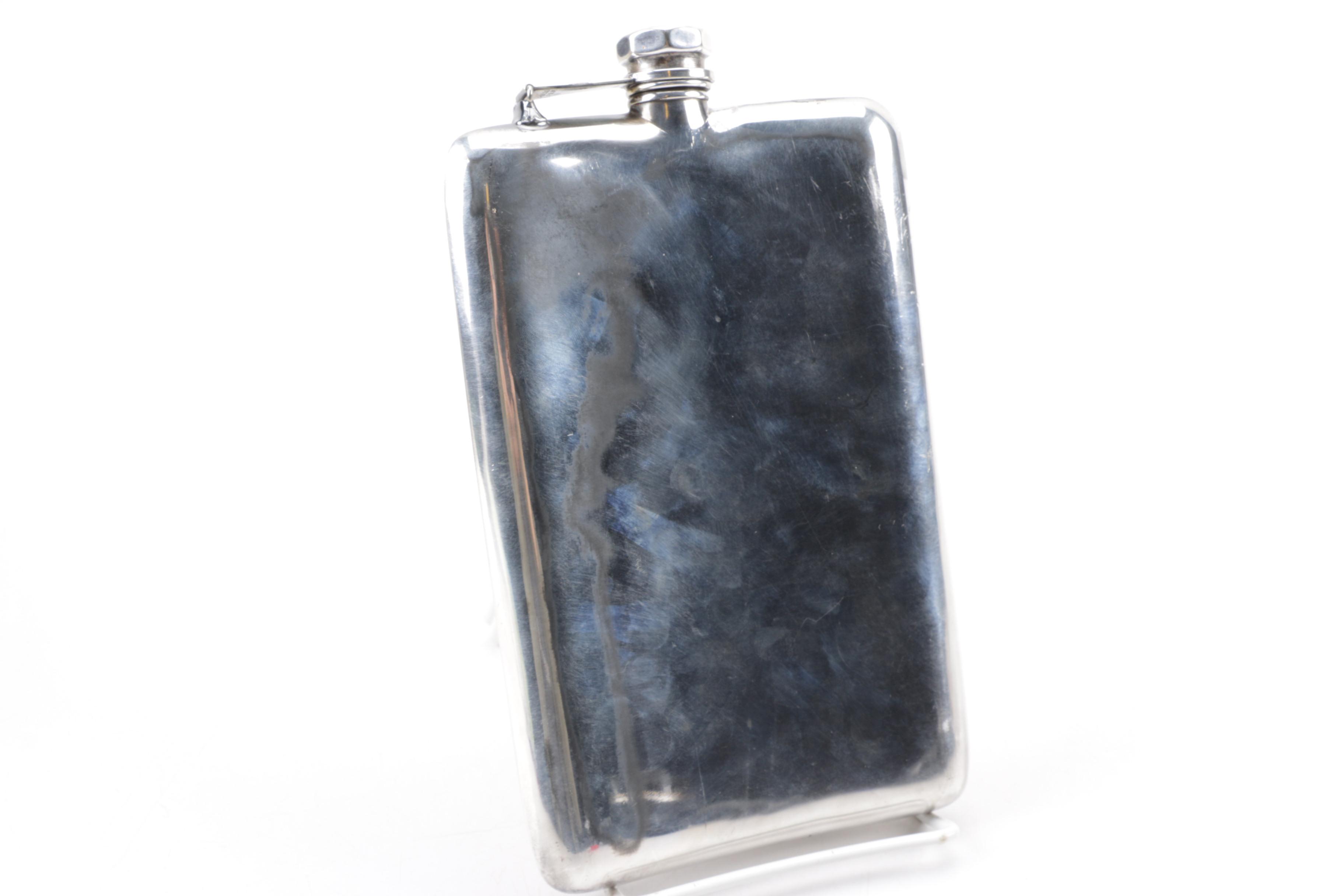 Vintage Apollo Electroplated Pinstripe Detail Flask