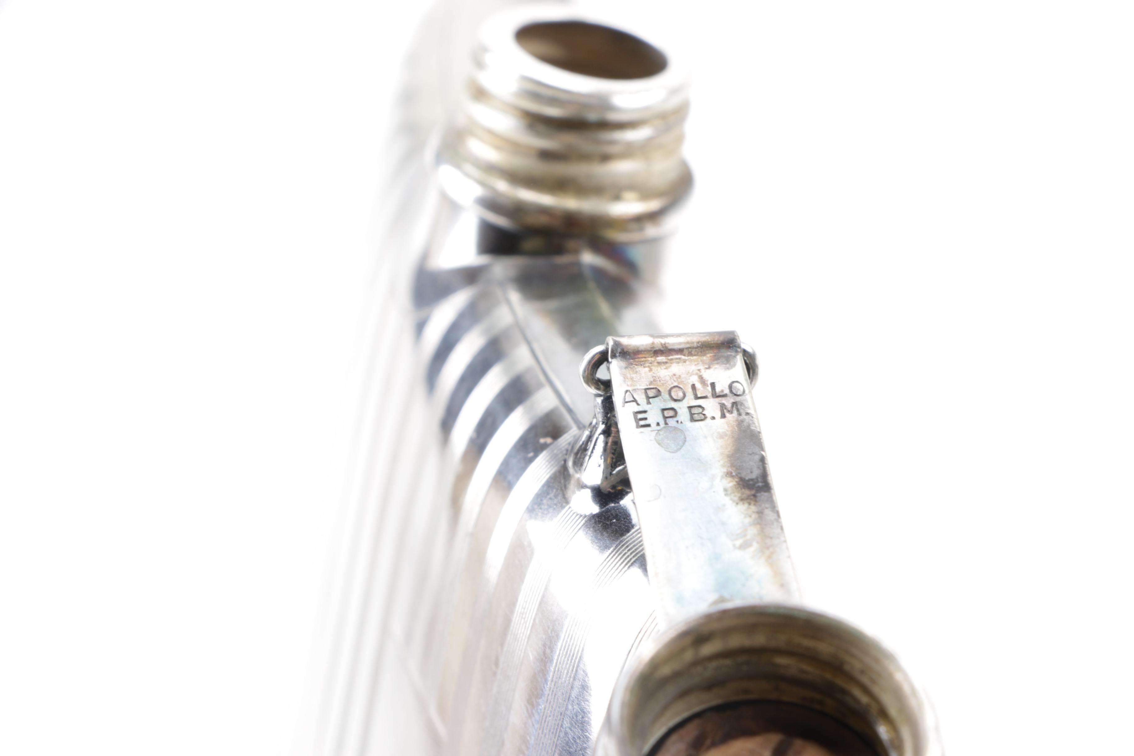 Vintage Apollo Electroplated Pinstripe Detail Flask