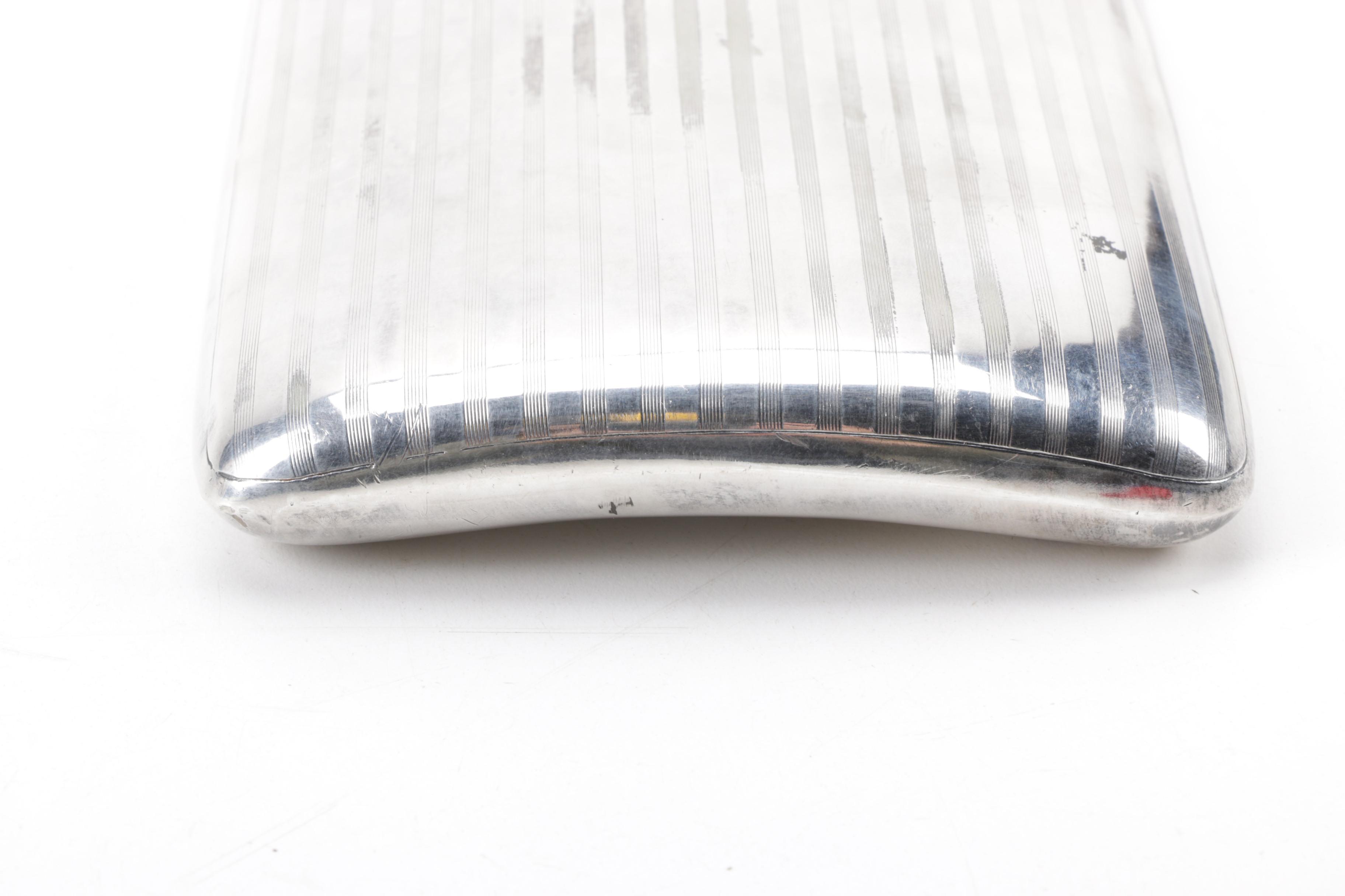 Vintage Apollo Electroplated Pinstripe Detail Flask