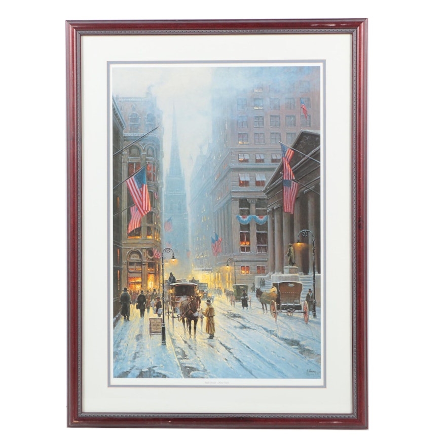 G. Harvey Limited Edition Offset Lithograph "Wall Street - New York"