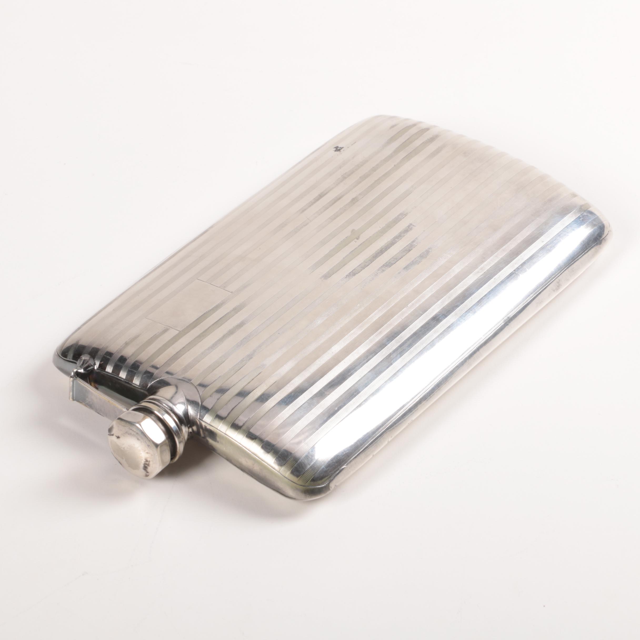 Vintage Apollo Electroplated Pinstripe Detail Flask
