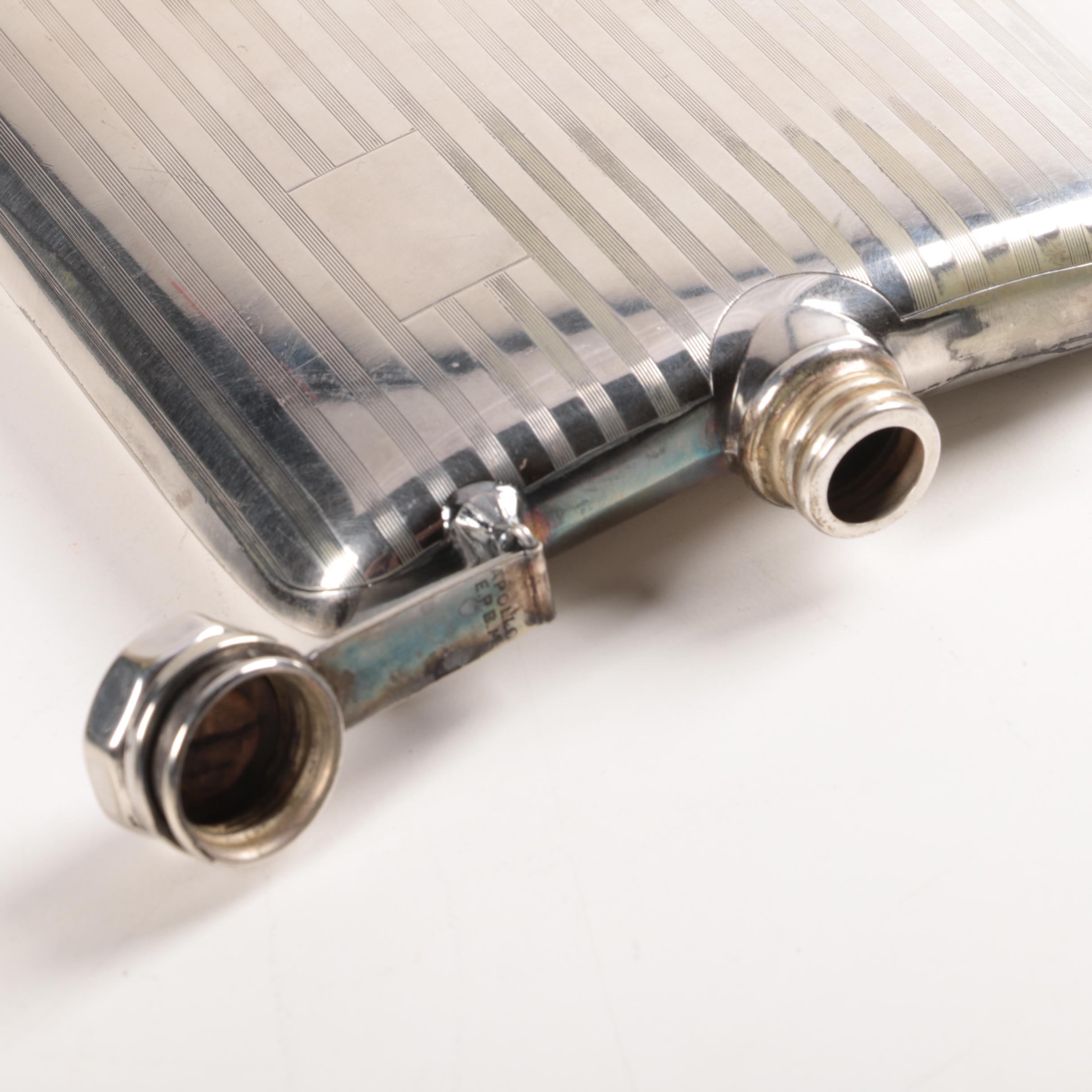 Vintage Apollo Electroplated Pinstripe Detail Flask