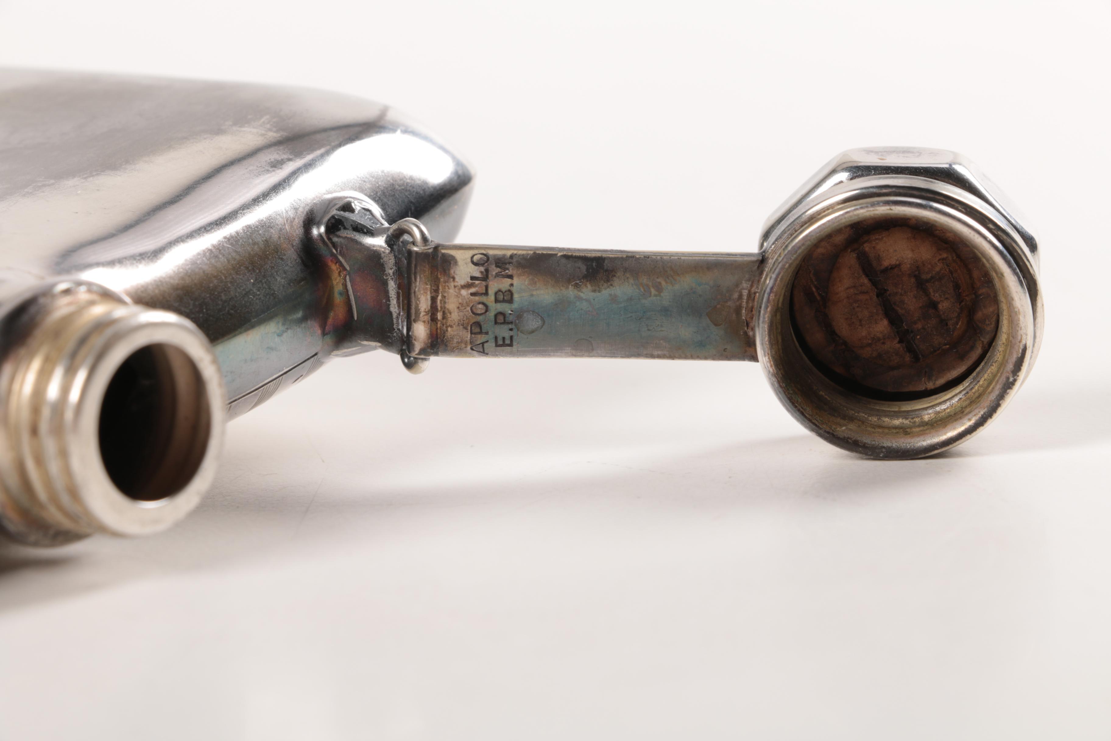 Vintage Apollo Electroplated Pinstripe Detail Flask