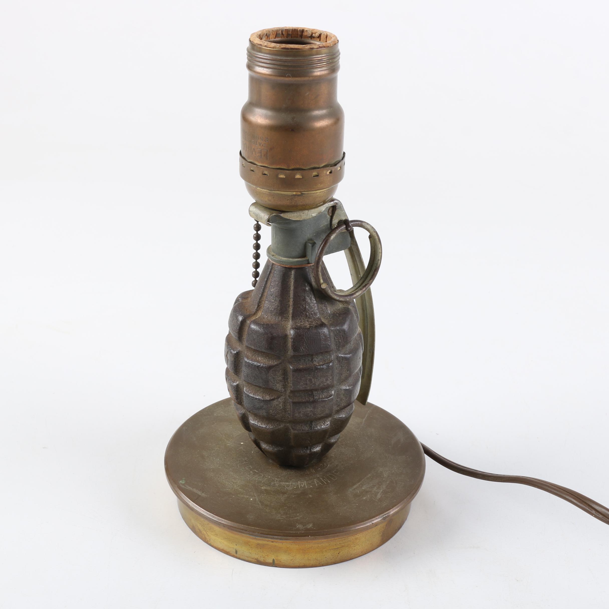 Vintage Trench Art Style Grenade Accent Lamp