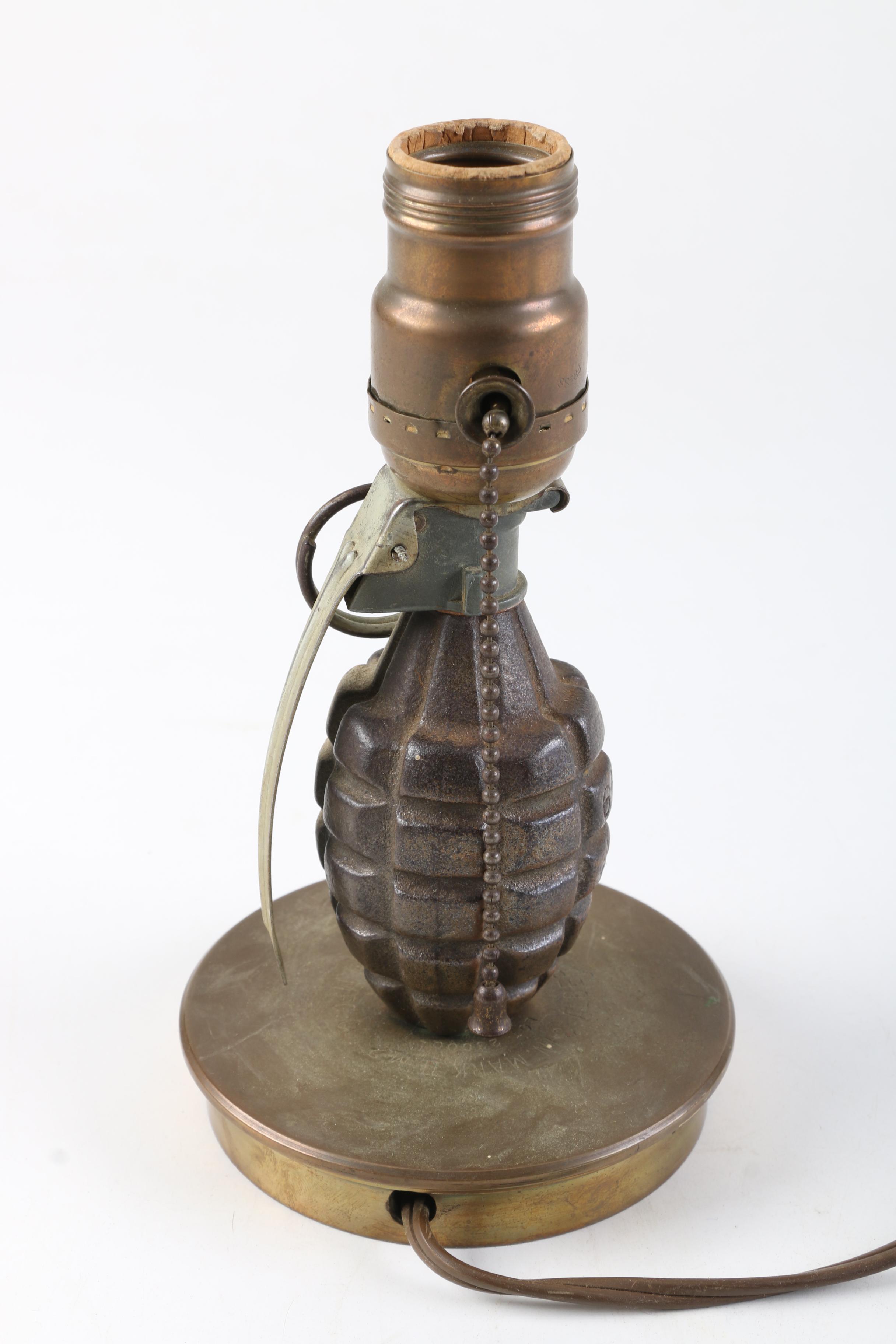 Vintage Trench Art Style Grenade Accent Lamp