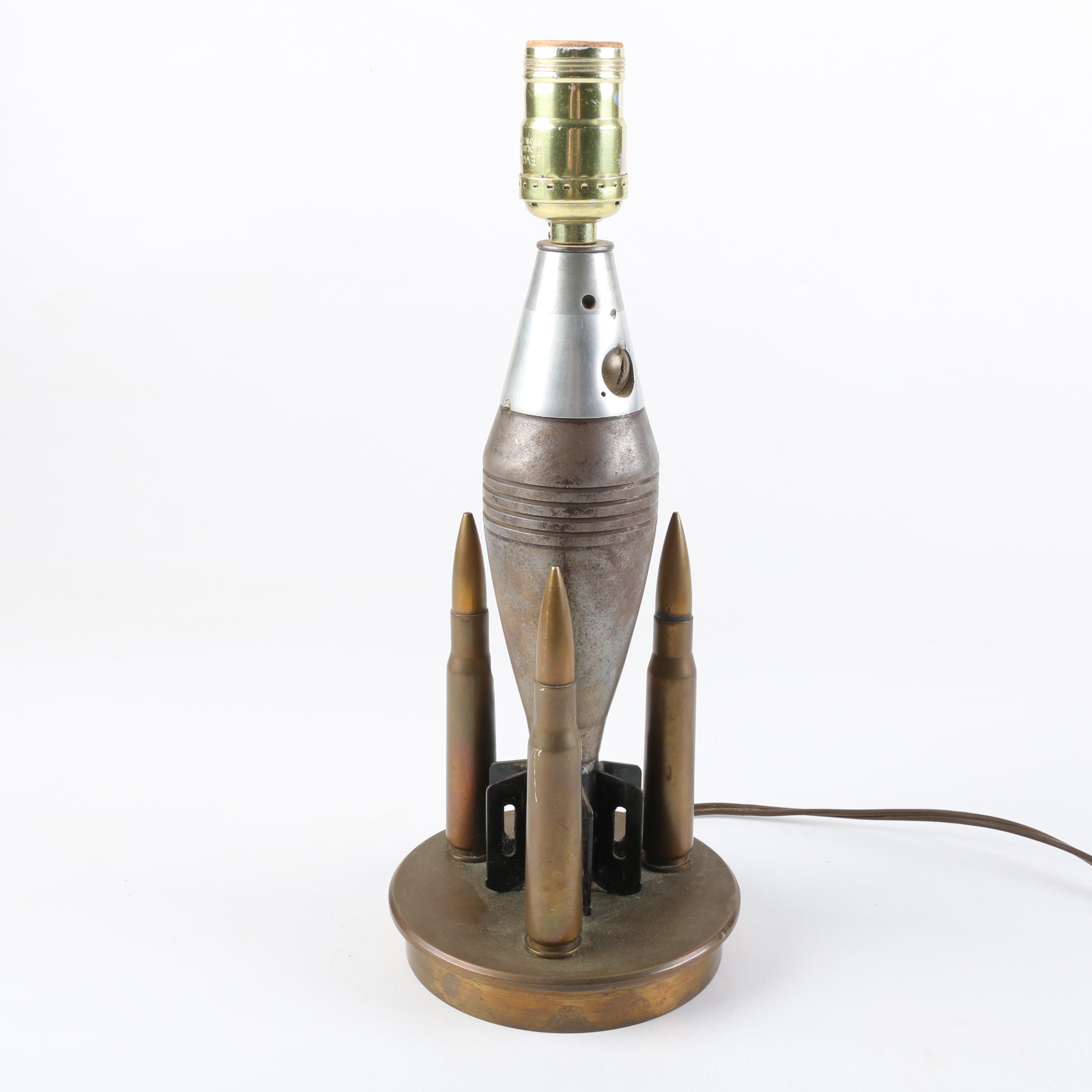 Vintage Trench Art Style Grenade Accent Lamp