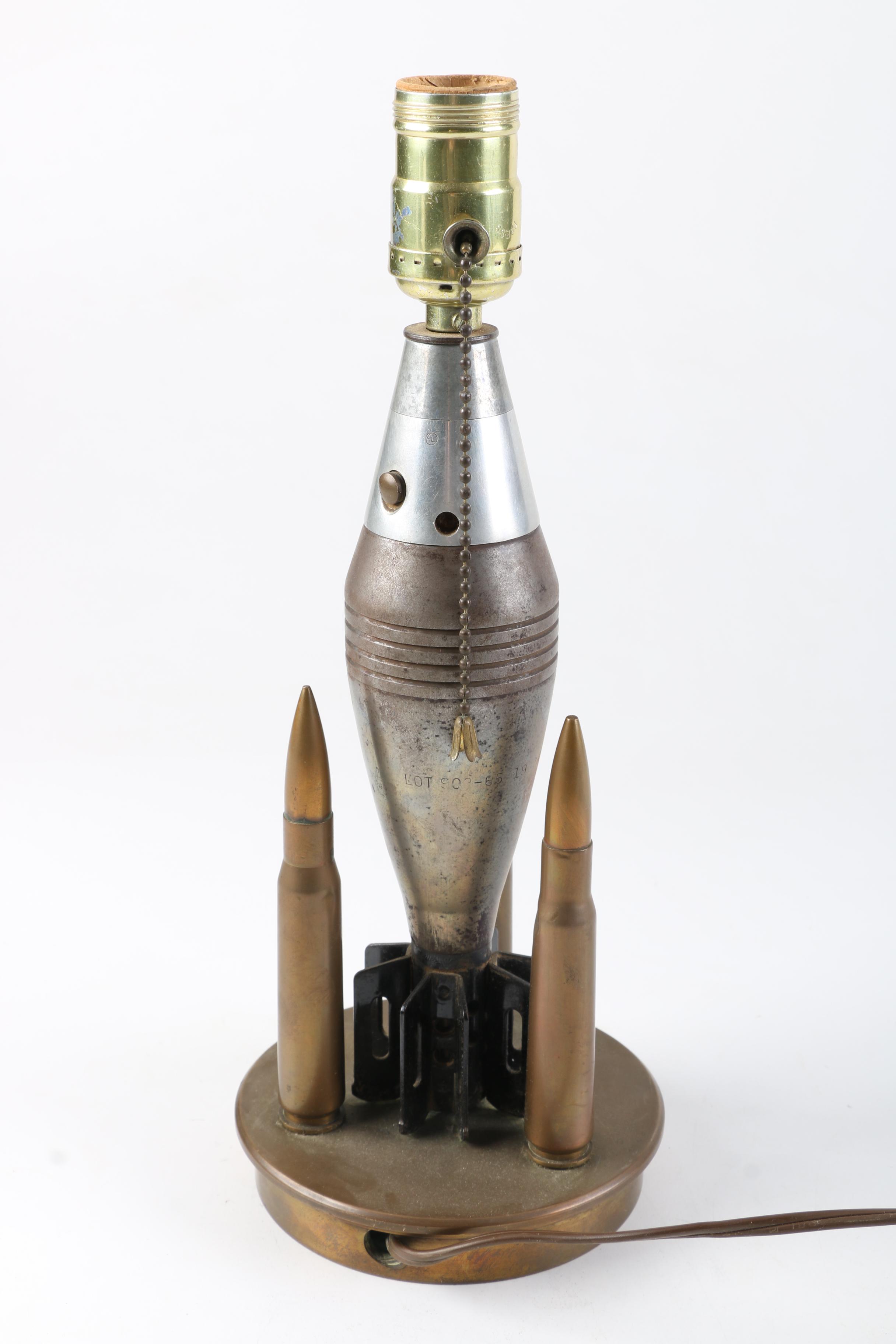 Vintage Trench Art Style Grenade Accent Lamp