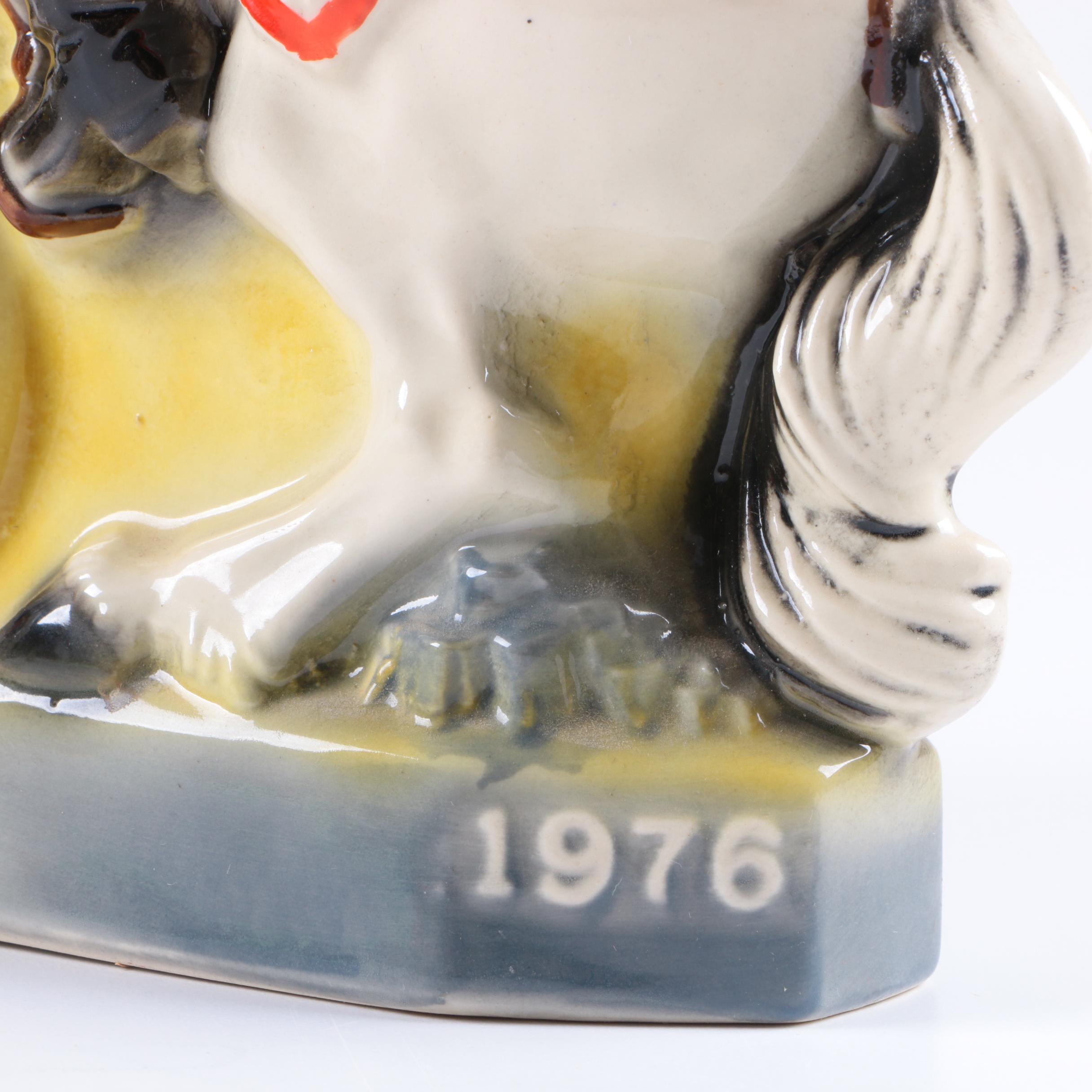 1970s Polish Legion of American Veterans Cavalry Porcelain Decanters