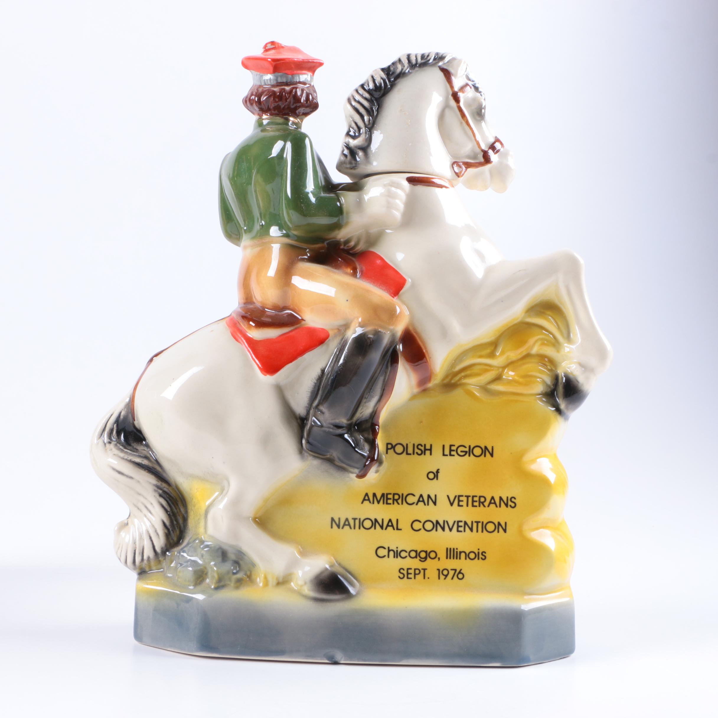 1970s Polish Legion of American Veterans Cavalry Porcelain Decanters