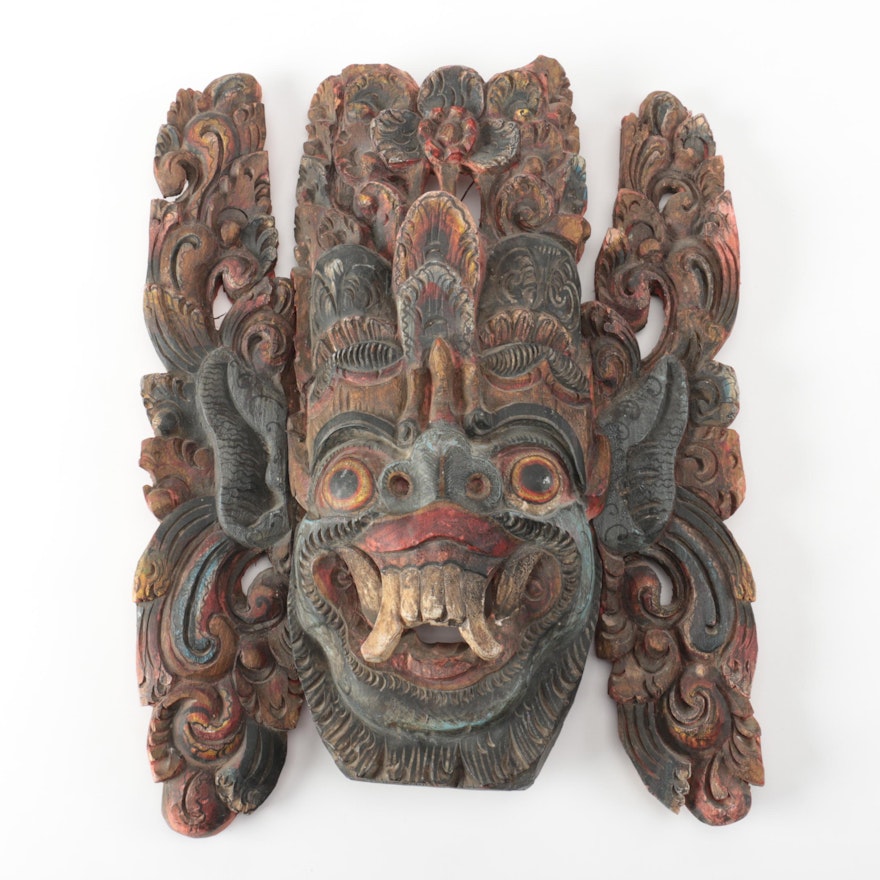 Balinese Carved Wood Mask of Hanuman