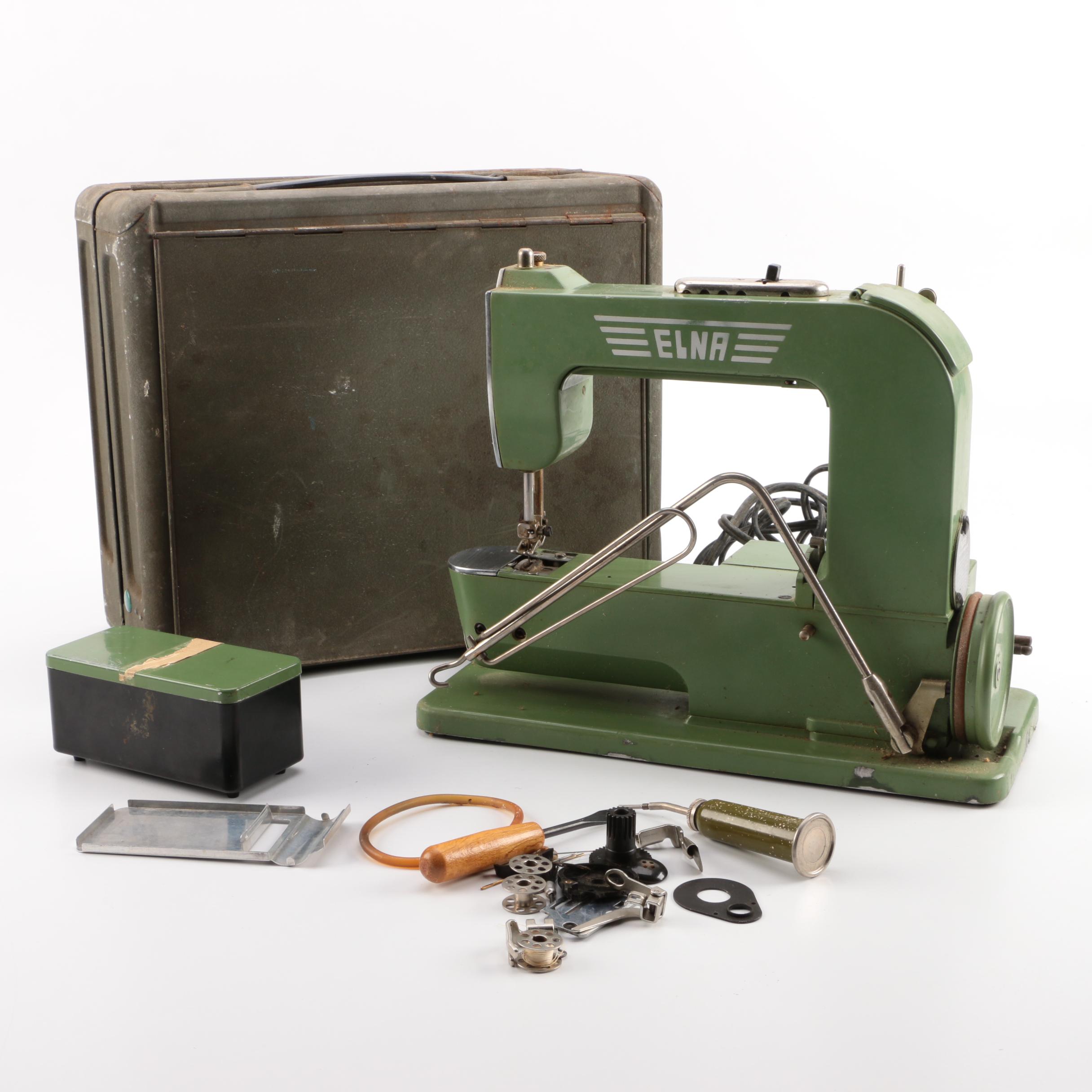 Vintage Mid-Century Swiss Elna "Grasshopper" Sewing Machine