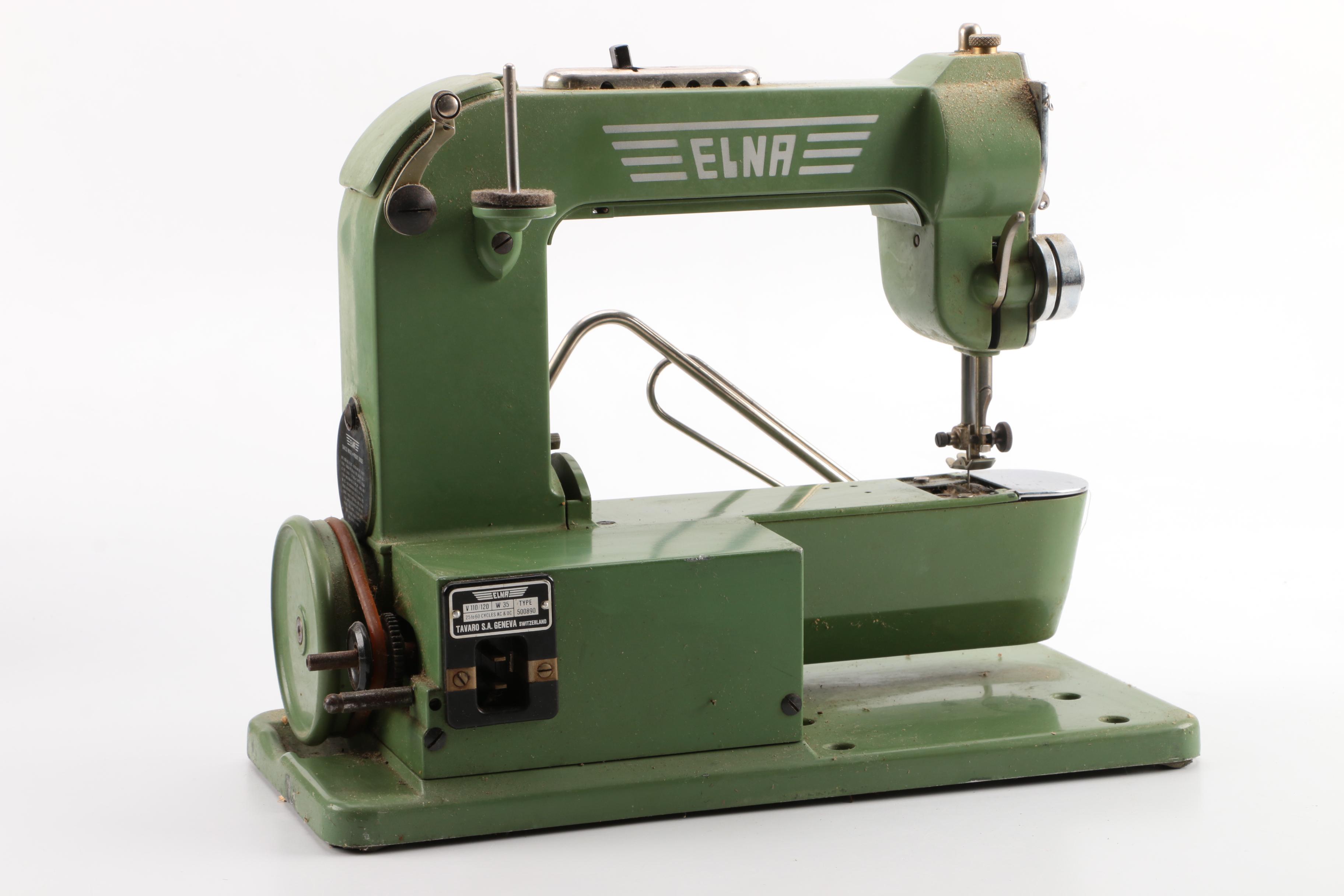 Vintage Mid-Century Swiss Elna "Grasshopper" Sewing Machine