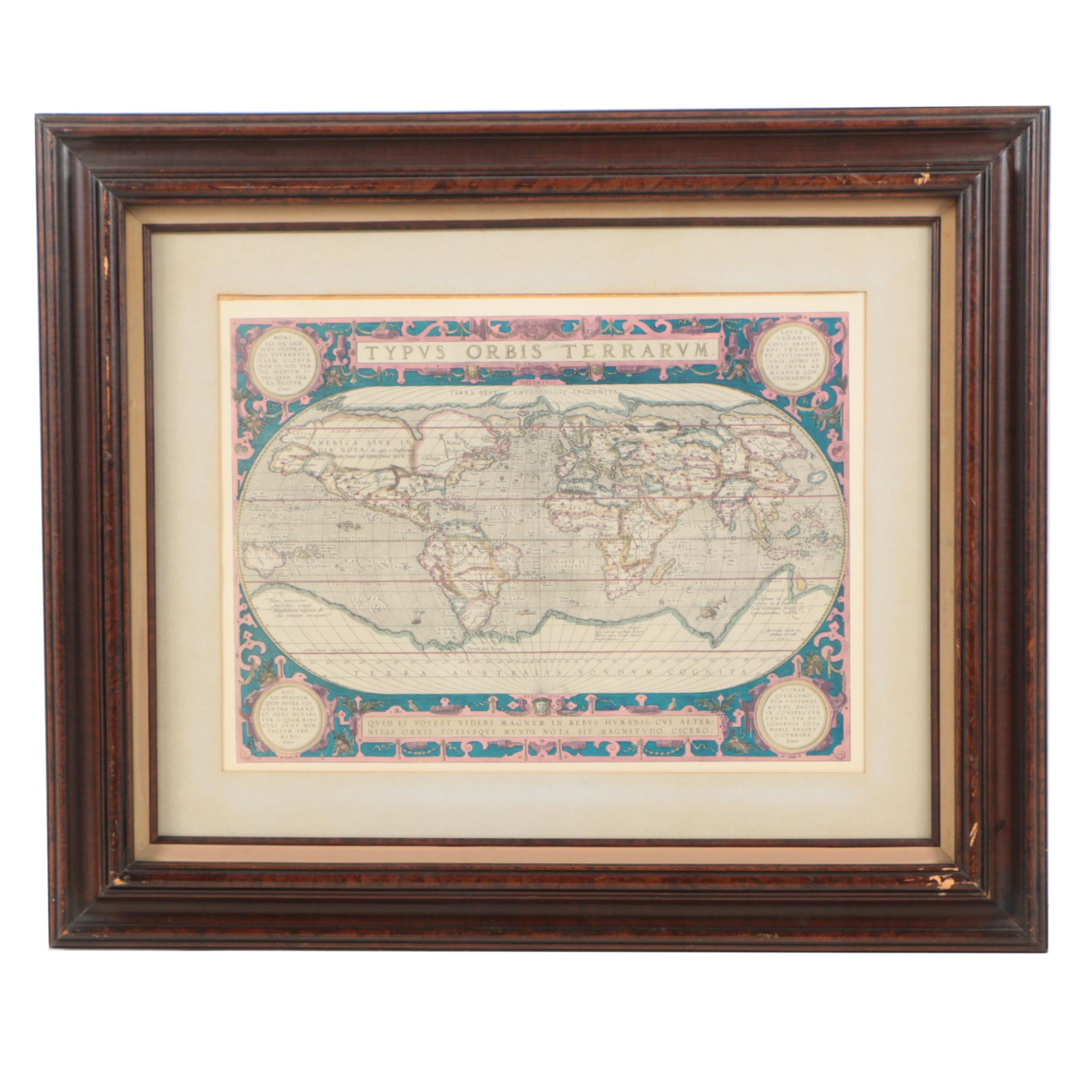 World Map Engraving After Ortelius's "Typus Orbis Terrarum"