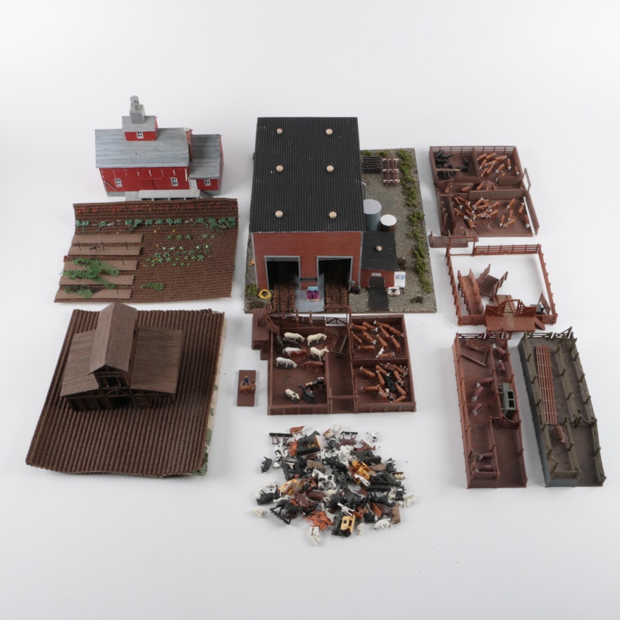 Collection of Rural Buildings and Livestock for Model Railroads