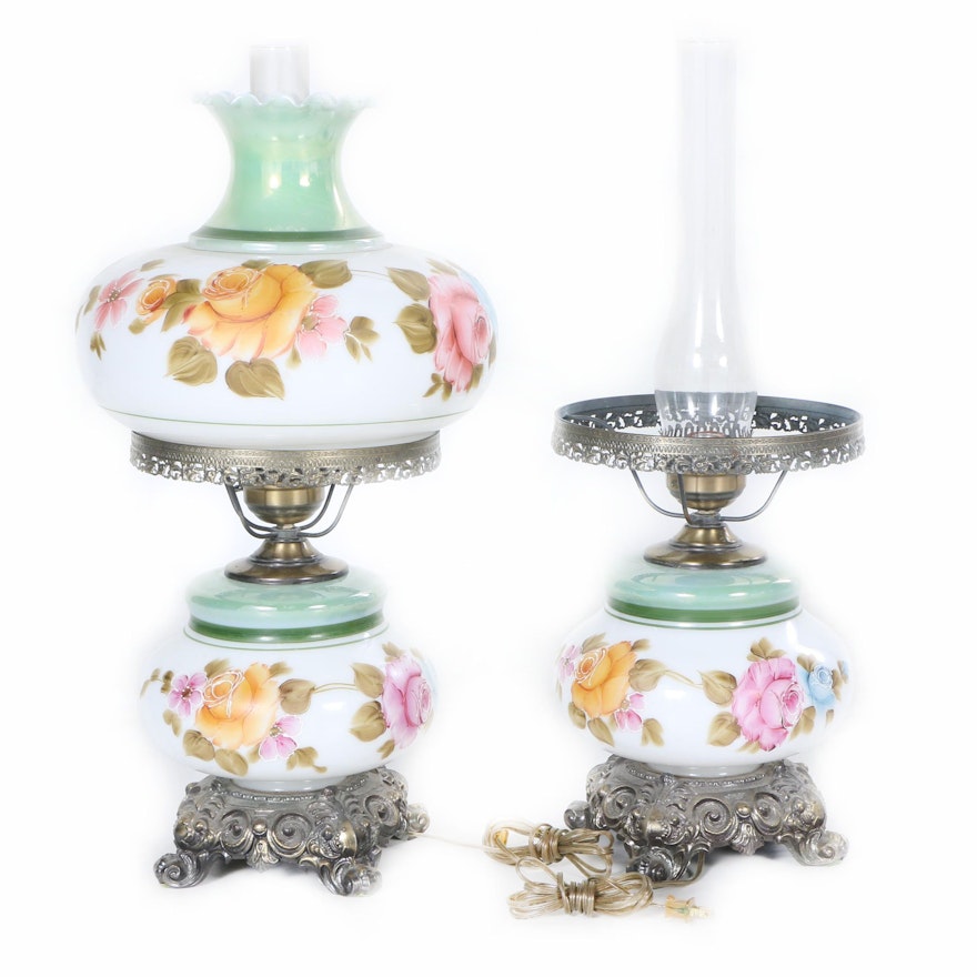 Hand-Painted Vintage Parlor Lamps