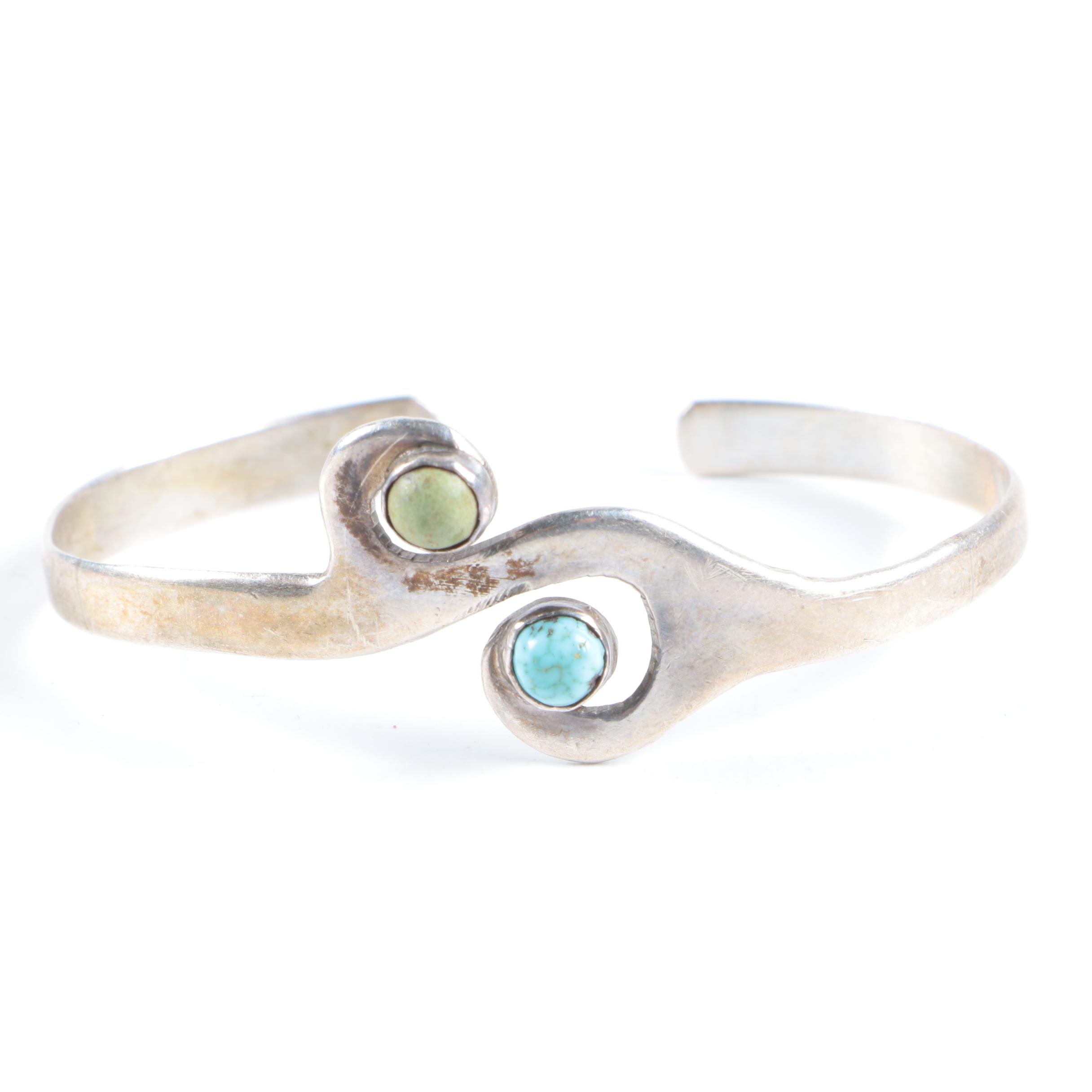 Sterling Silver Bangle and Ring Including Turquoise