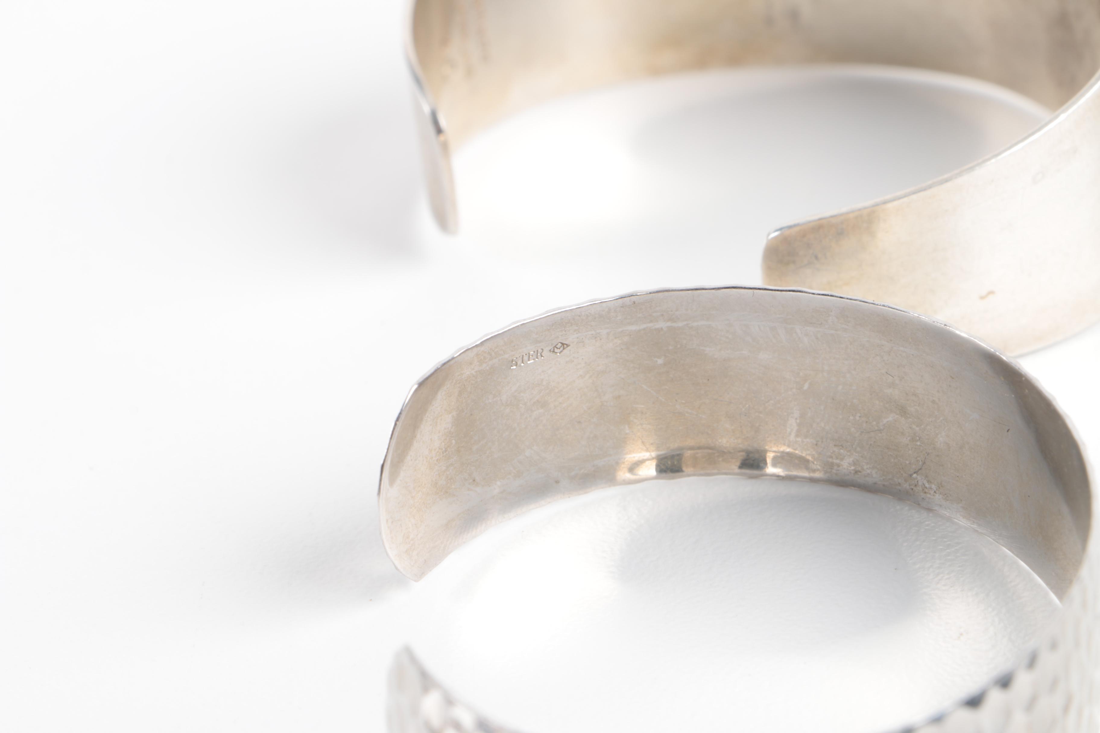 Grouping of Sterling Silver Jewelry Including Amber and Base Metal Brooch