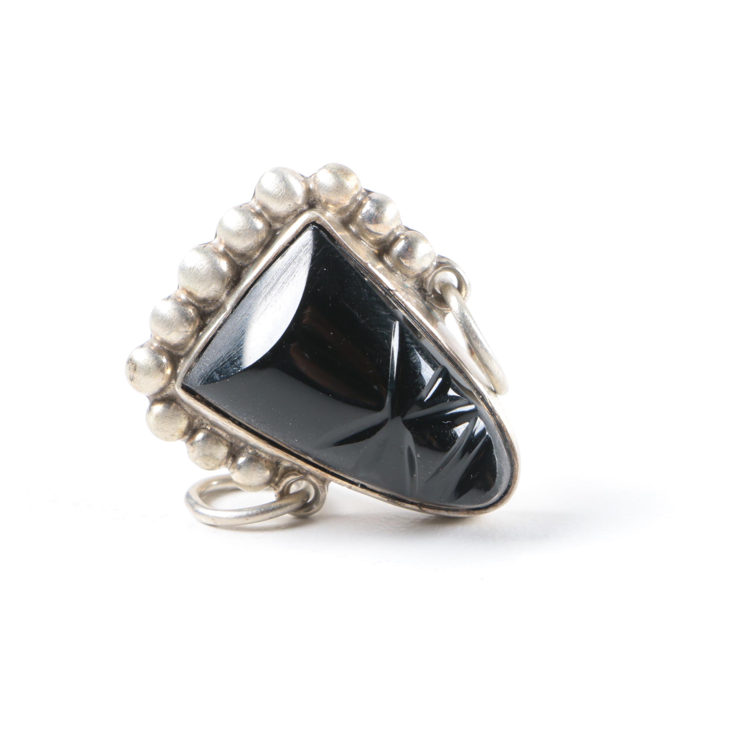 Sterling Silver Jewelry Including Vintage Mexican Panel Bracelet