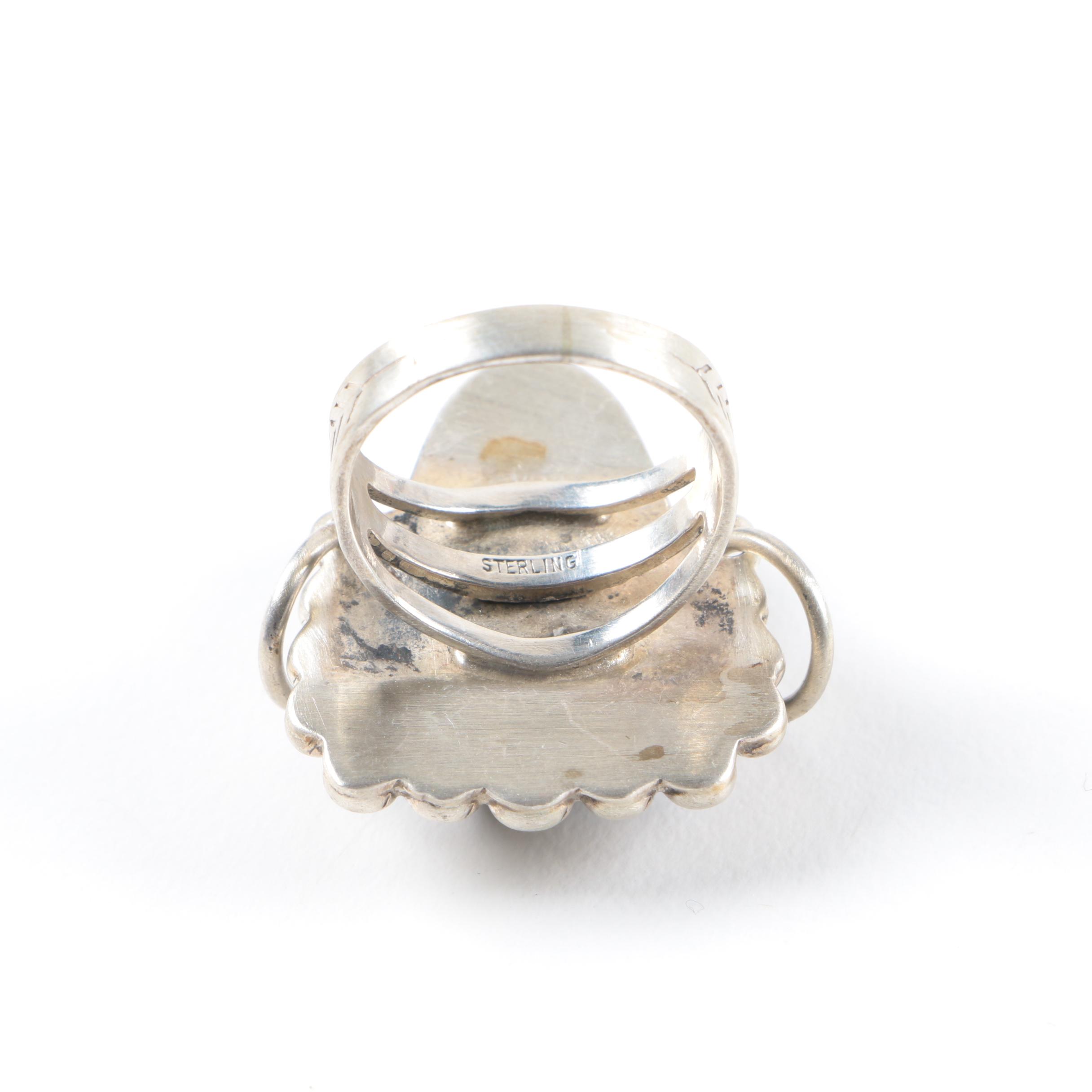 Sterling Silver Jewelry Including Vintage Mexican Panel Bracelet