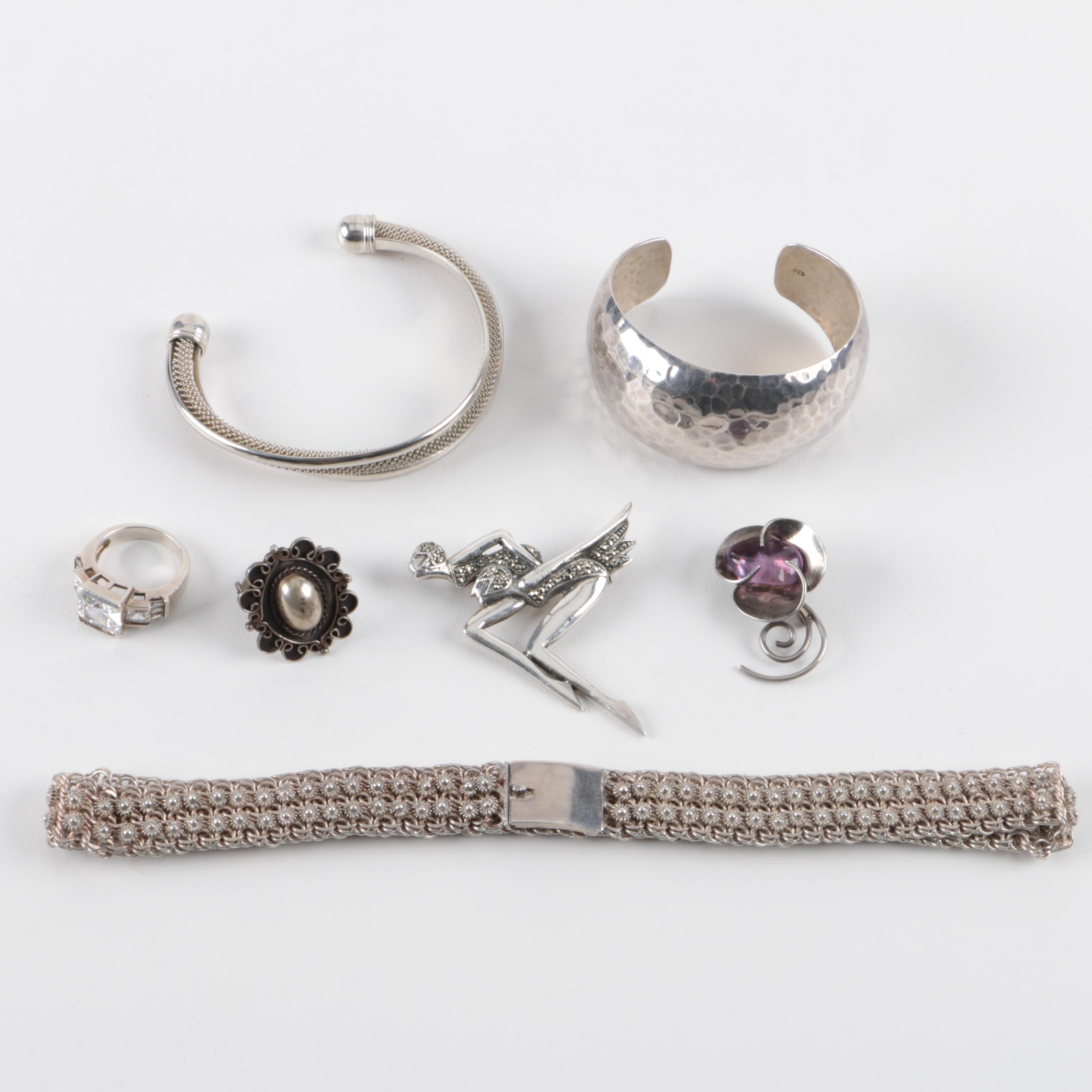 Assortment of Sterling Silver Jewelry Including Amethyst