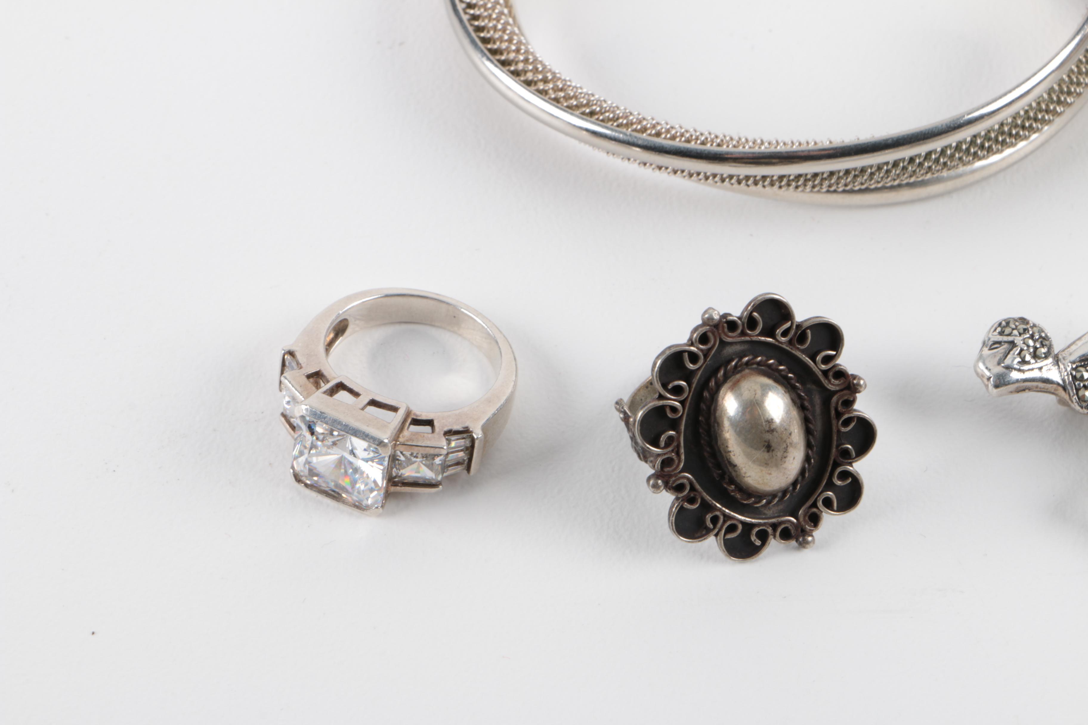 Assortment of Sterling Silver Jewelry Including Amethyst