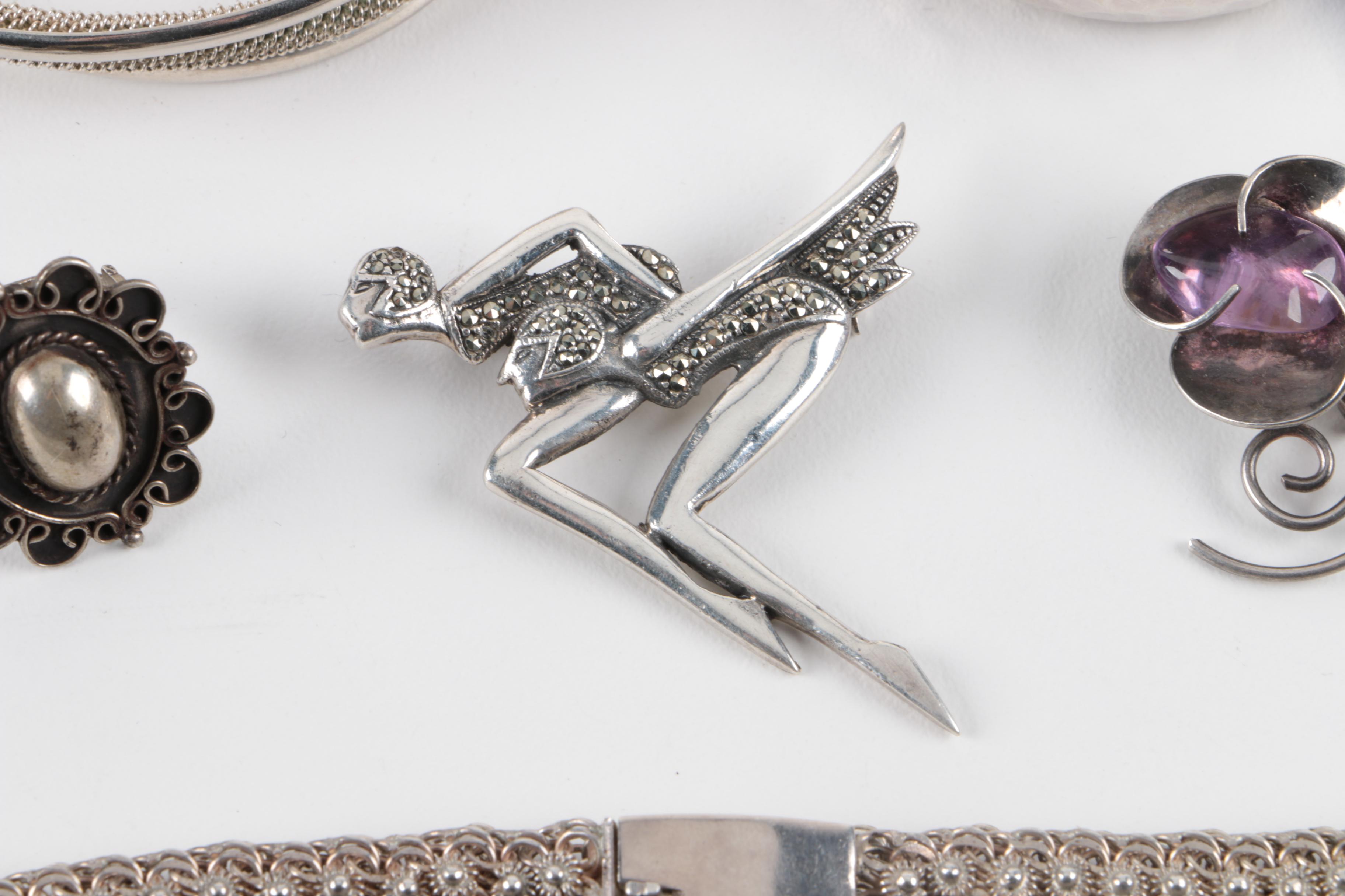 Assortment of Sterling Silver Jewelry Including Amethyst