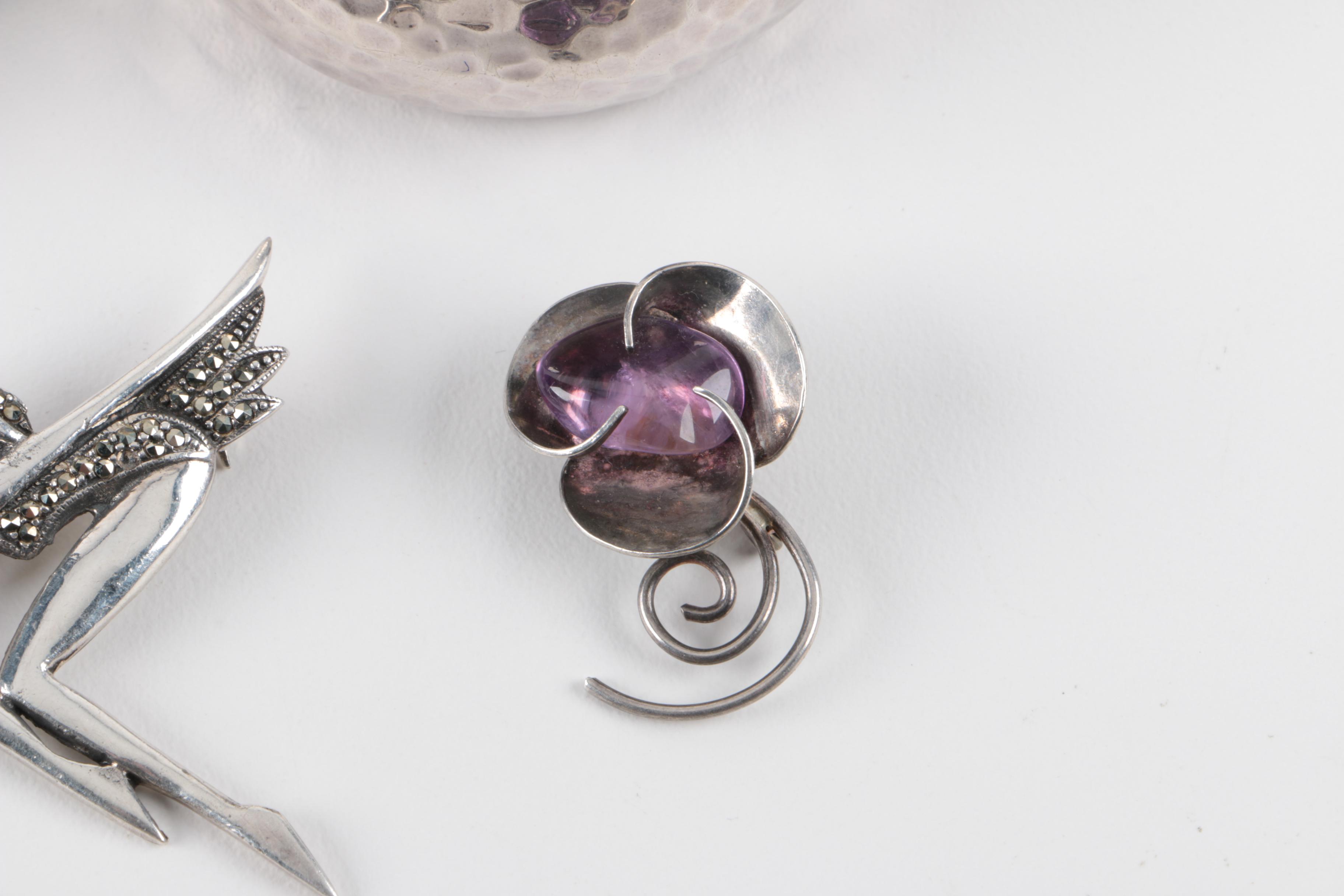 Assortment of Sterling Silver Jewelry Including Amethyst