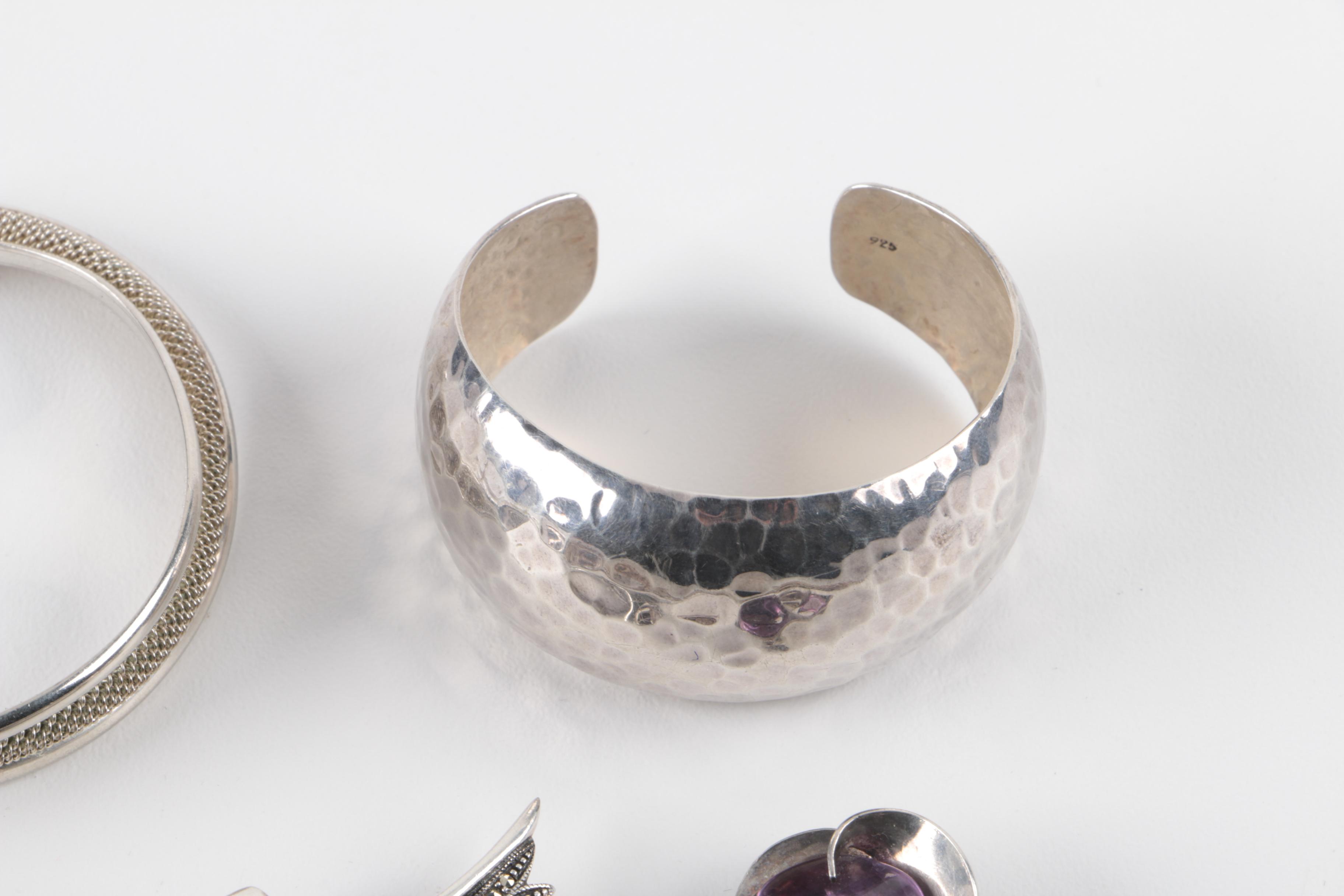 Assortment of Sterling Silver Jewelry Including Amethyst