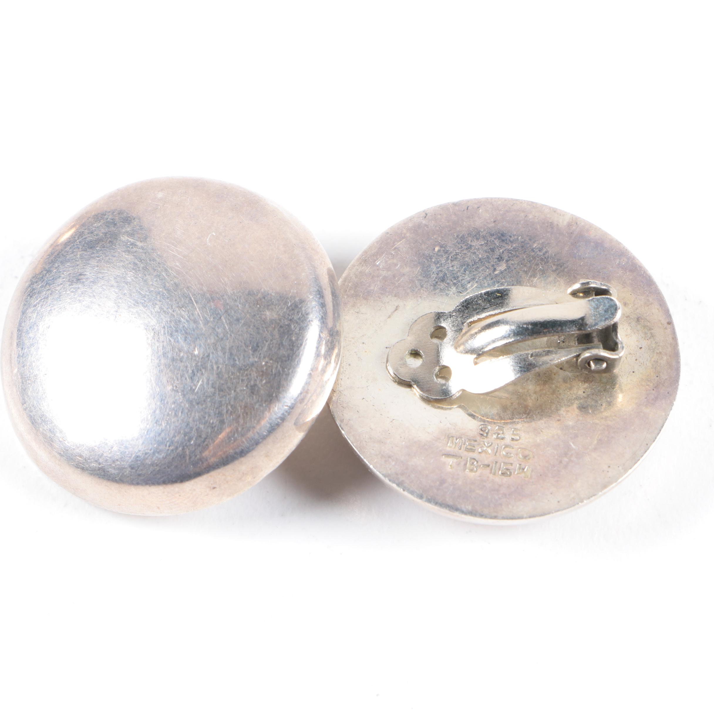 Assortment of Sterling Silver Clip-On Earrings and Cuff