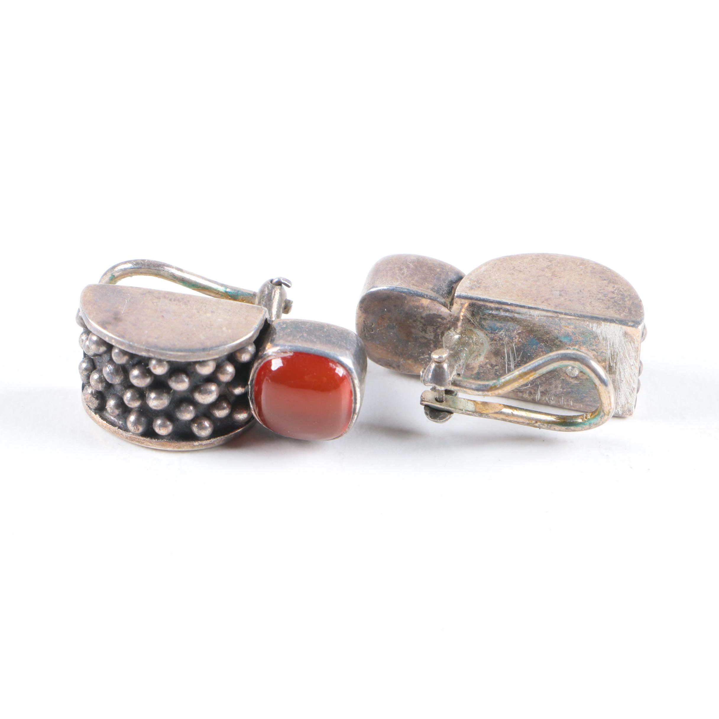 Assortment of Sterling Silver Clip-On Earrings and Cuff
