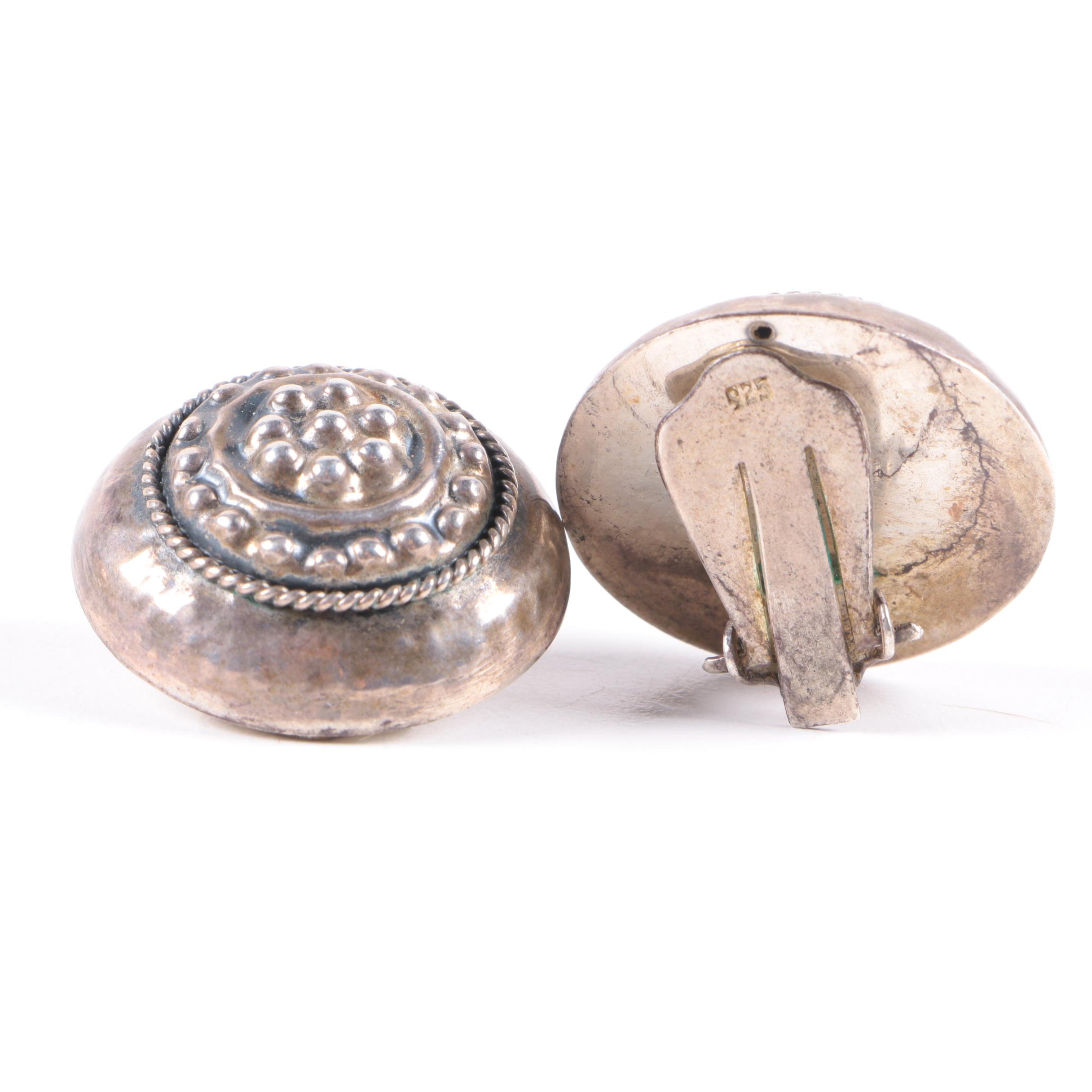 Assortment of Sterling Silver Clip-On Earrings and Cuff