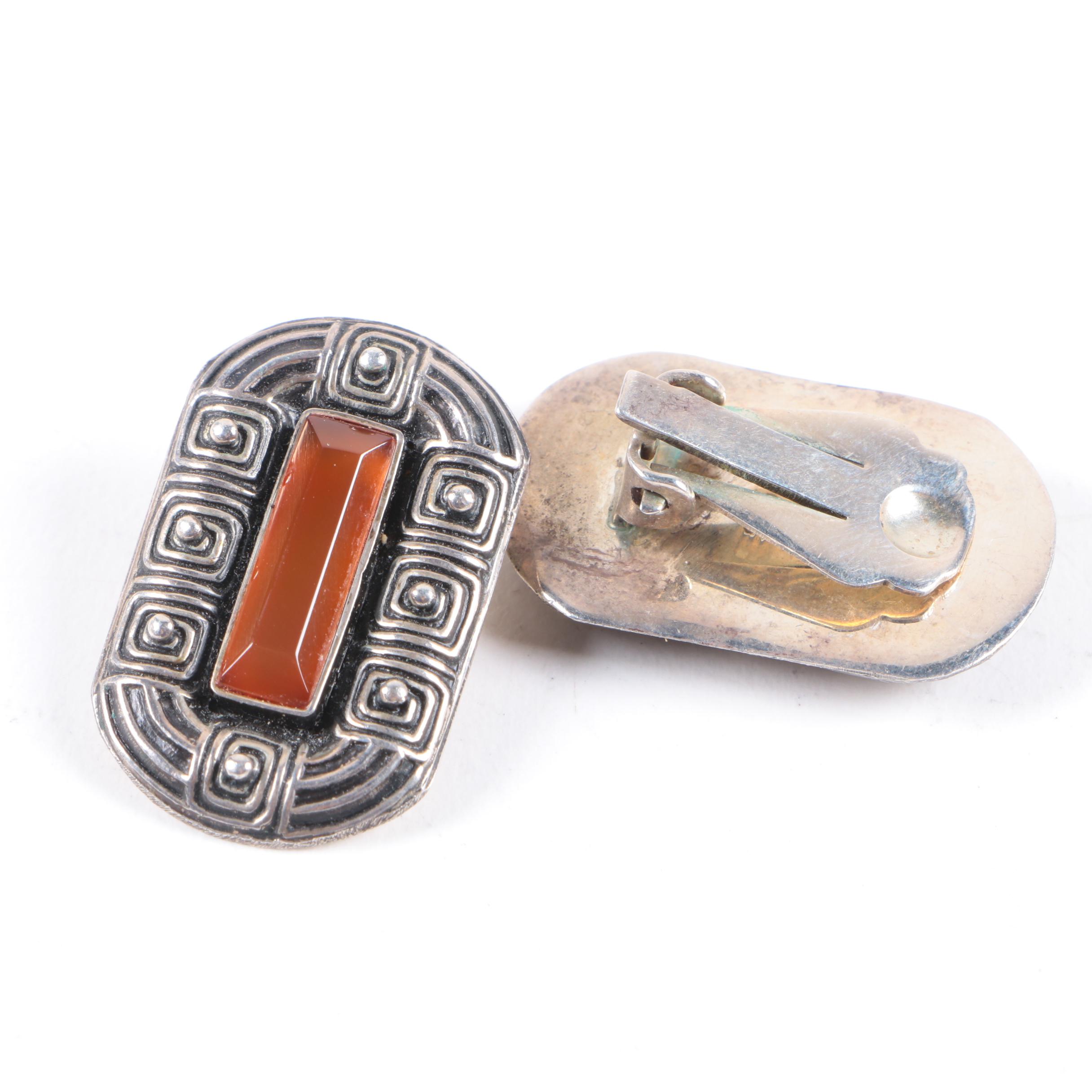 Assortment of Sterling Silver Clip-On Earrings and Cuff