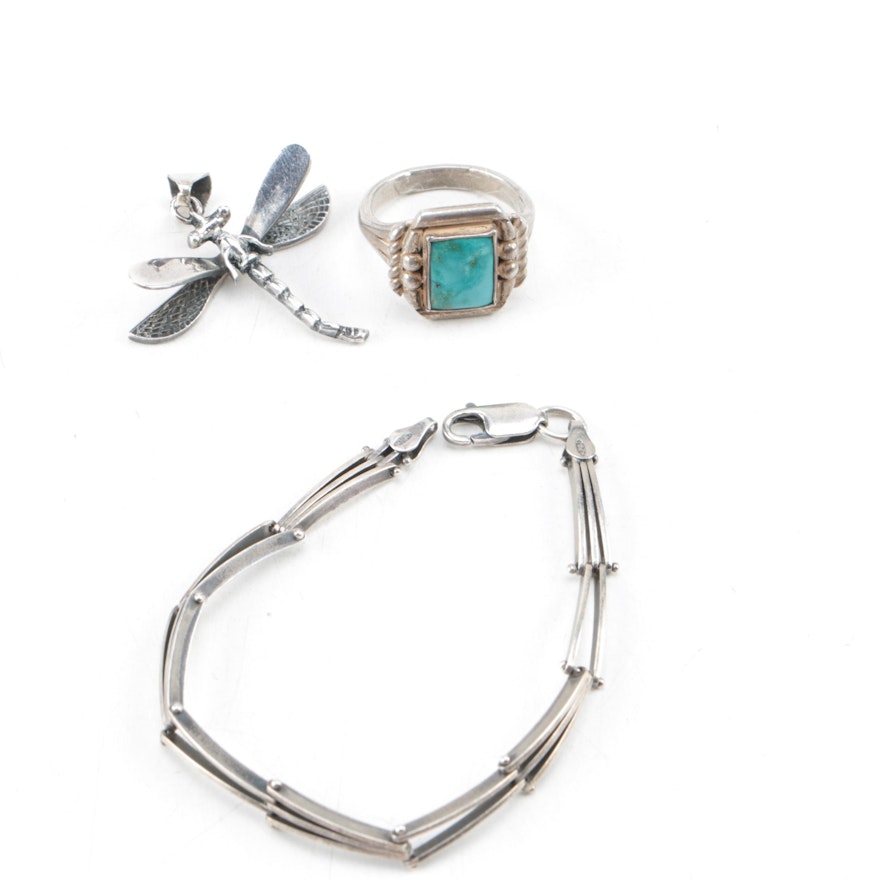 Selection of Sterling Silver Jewelry Including Turquoise