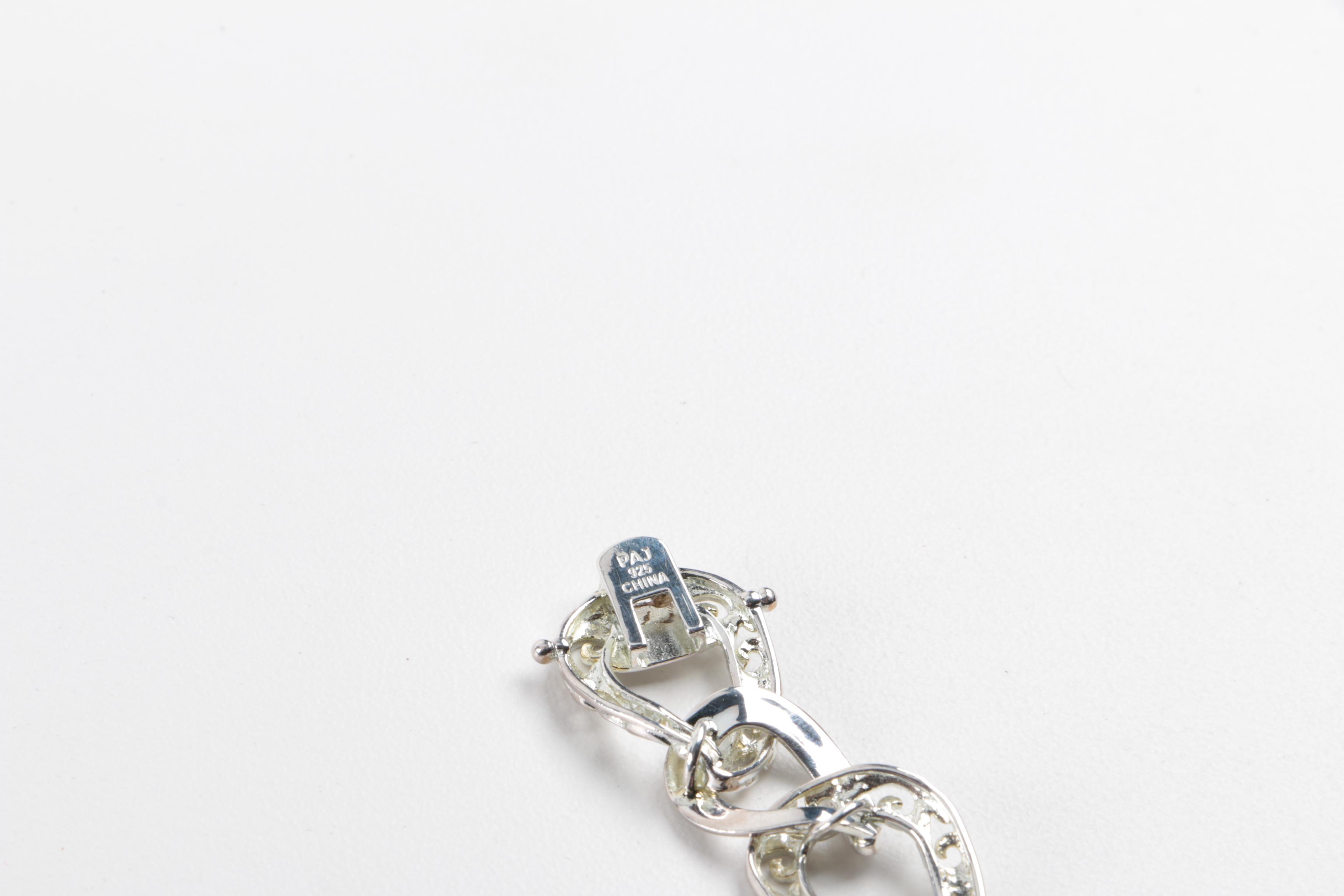 Two Sterling Silver Bracelets Made in Mexico and a Fancy Link Sterling Bracelet