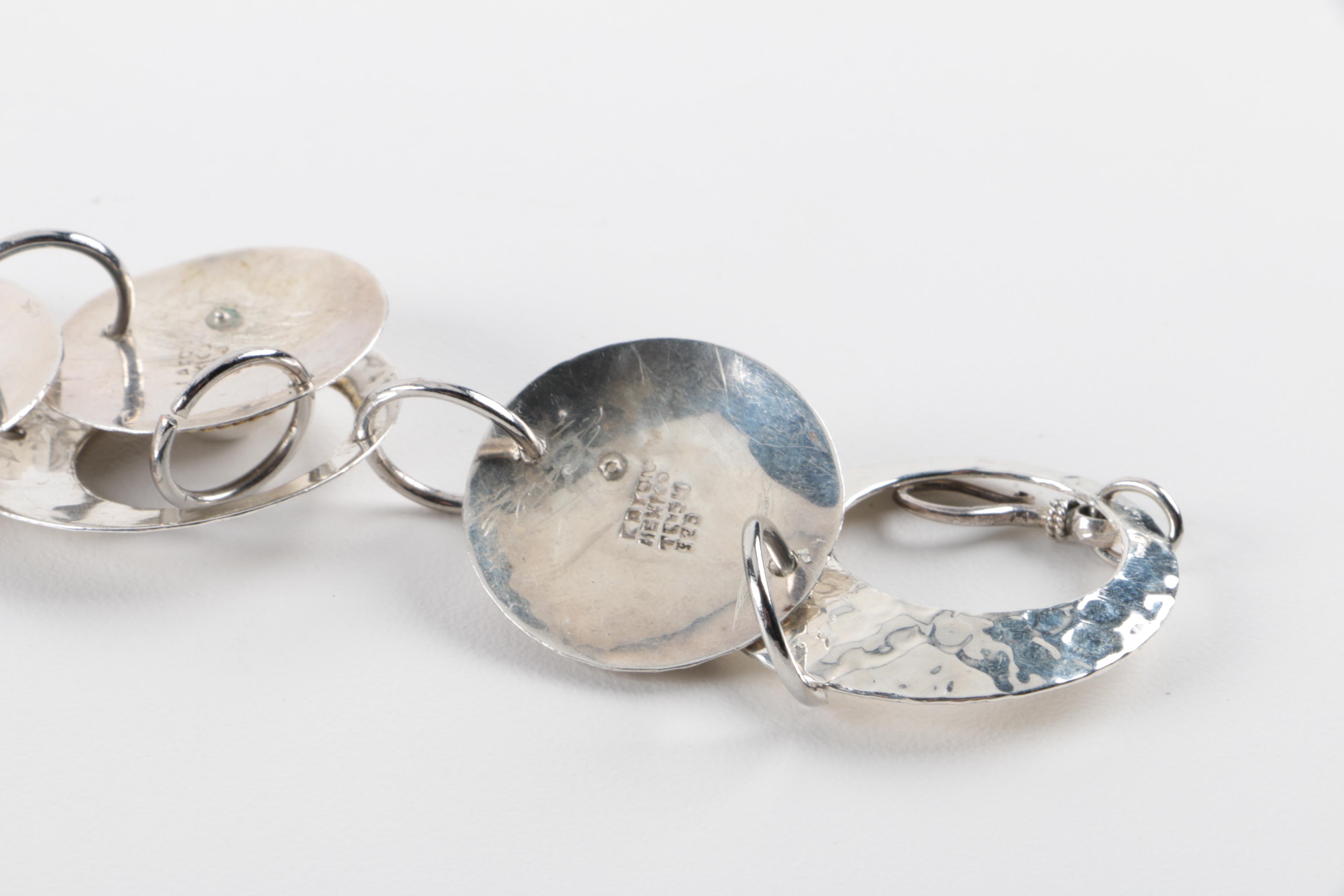 Two Sterling Silver Bracelets Made in Mexico and a Fancy Link Sterling Bracelet