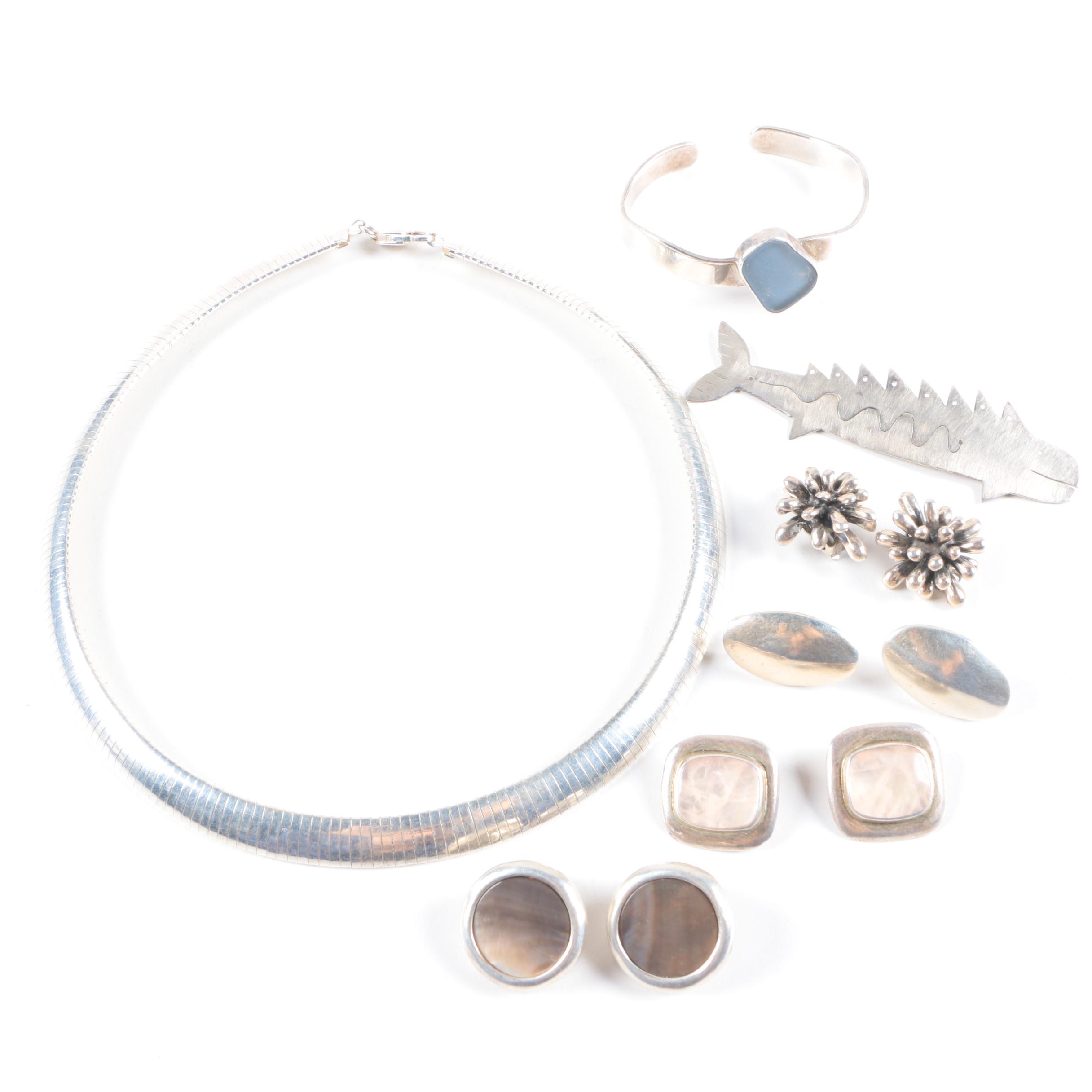 Sterling Silver Jewelry Featuring Sea Glass, Shell and Quartz