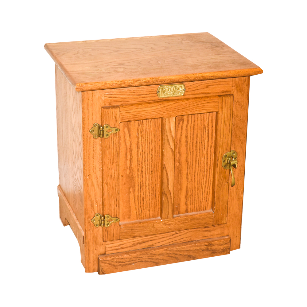 Vintage Oak Reproduction Ice Box by White Clad