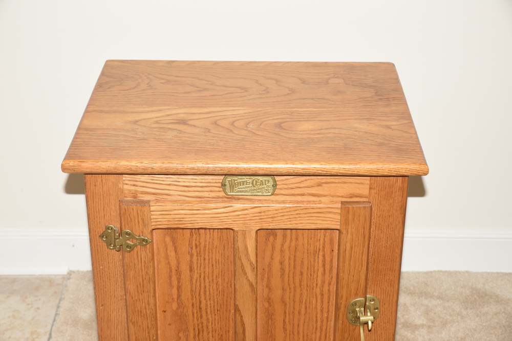 Vintage Oak Reproduction Ice Box by White Clad