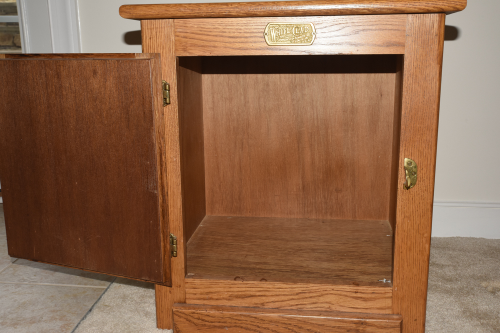 Vintage Oak Reproduction Ice Box by White Clad