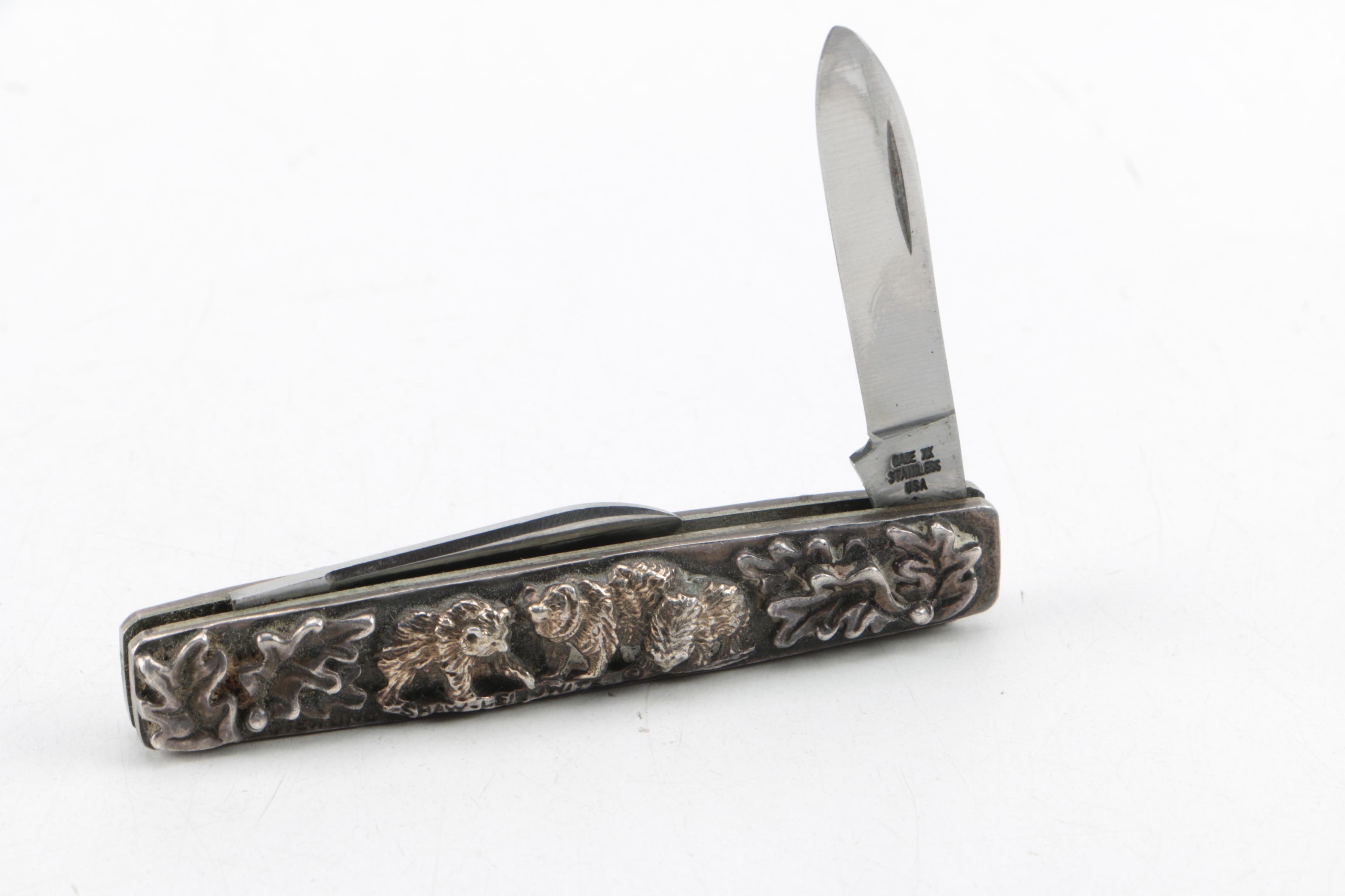 Shaw-Leigowitz Sterling Silver Pocket Knife with Bear Motif